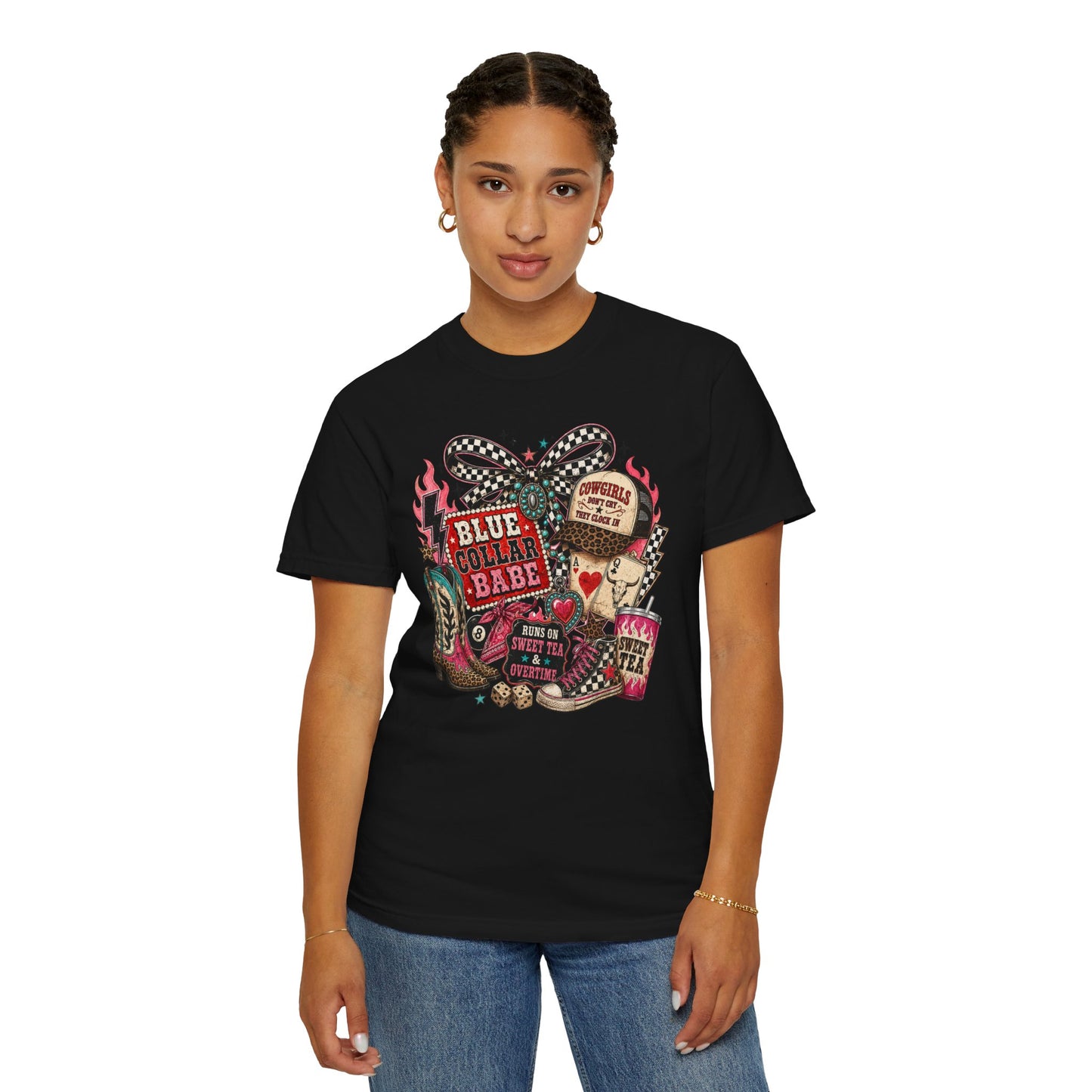 Blue Collar Babe T-Shirt — Retro Cowgirl Graphic Tee