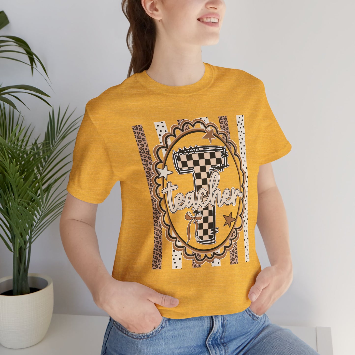 Teacher Monogram Tee — Number 1 Checkered Design