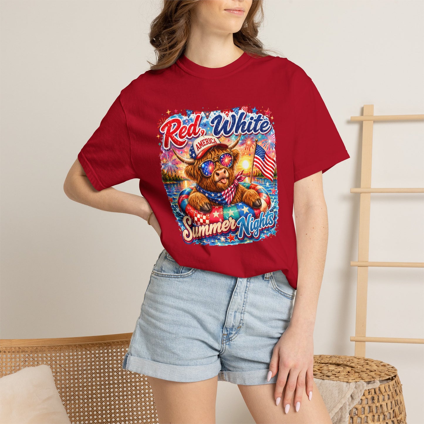 Red, White & Summer Nights T-Shirt — Patriotic Fourth of July Bear Graphic Tee