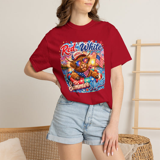 Red, White & Summer Nights T-Shirt — Patriotic Fourth of July Bear Graphic Tee