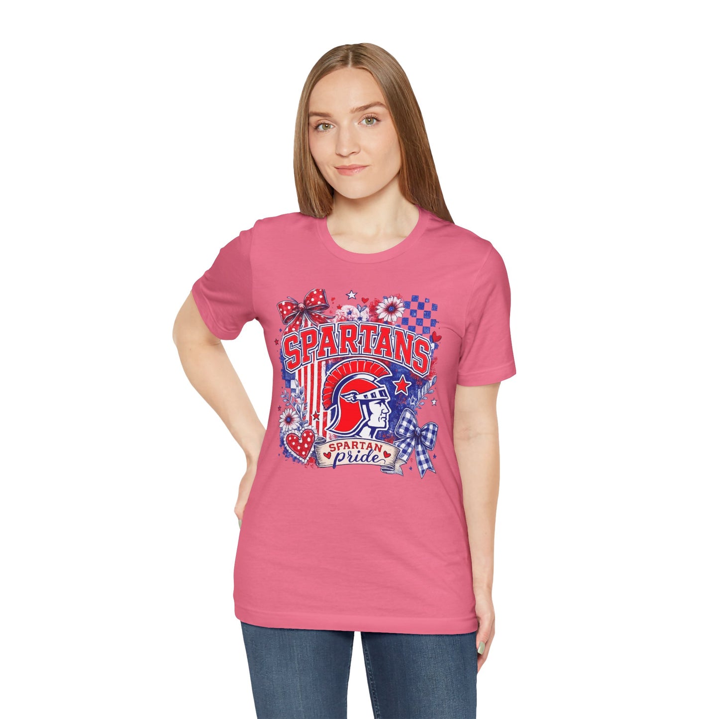 Spartans Pride Graphic Tee — Red, White & Blue School Spirit T-Shirt