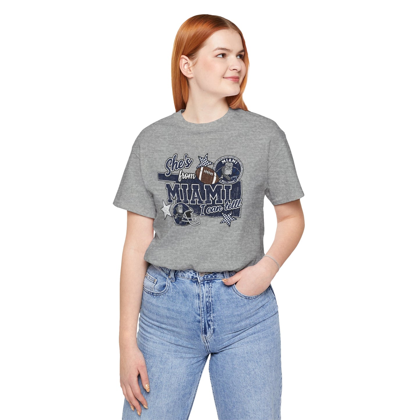 She's From Miami Graphic Tee — Retro Football Fan Shirt