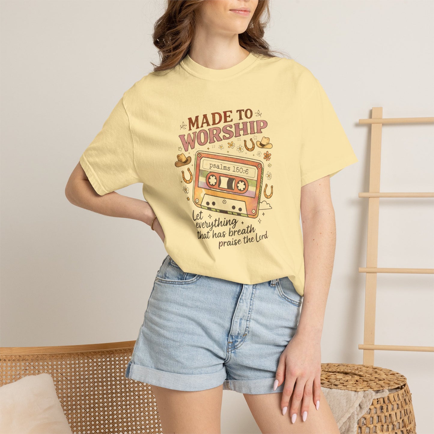 Made to Worship T-Shirt — Retro Cassette Christian Worship Tee
