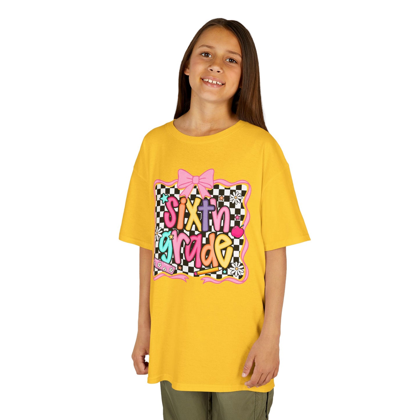 Sixth Grade Kids T‑Shirt - Colorful Checkerboard Back-to-School Tee