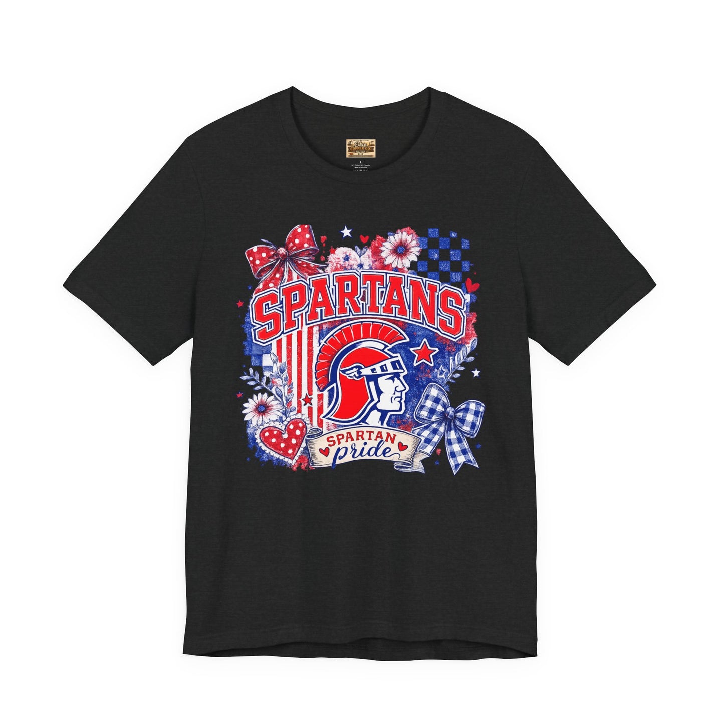 Spartans Pride Graphic Tee — Red, White & Blue School Spirit T-Shirt