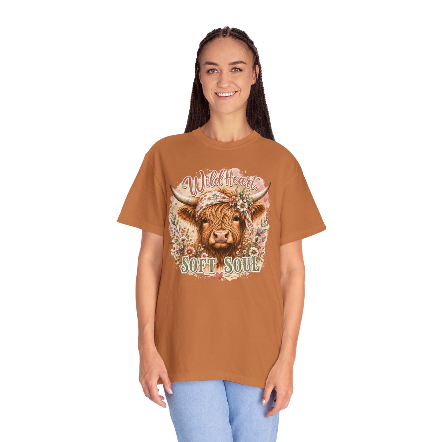 T-Shirt — “Wild Heart, Soft Soul” Highland Cow Graphic Tee