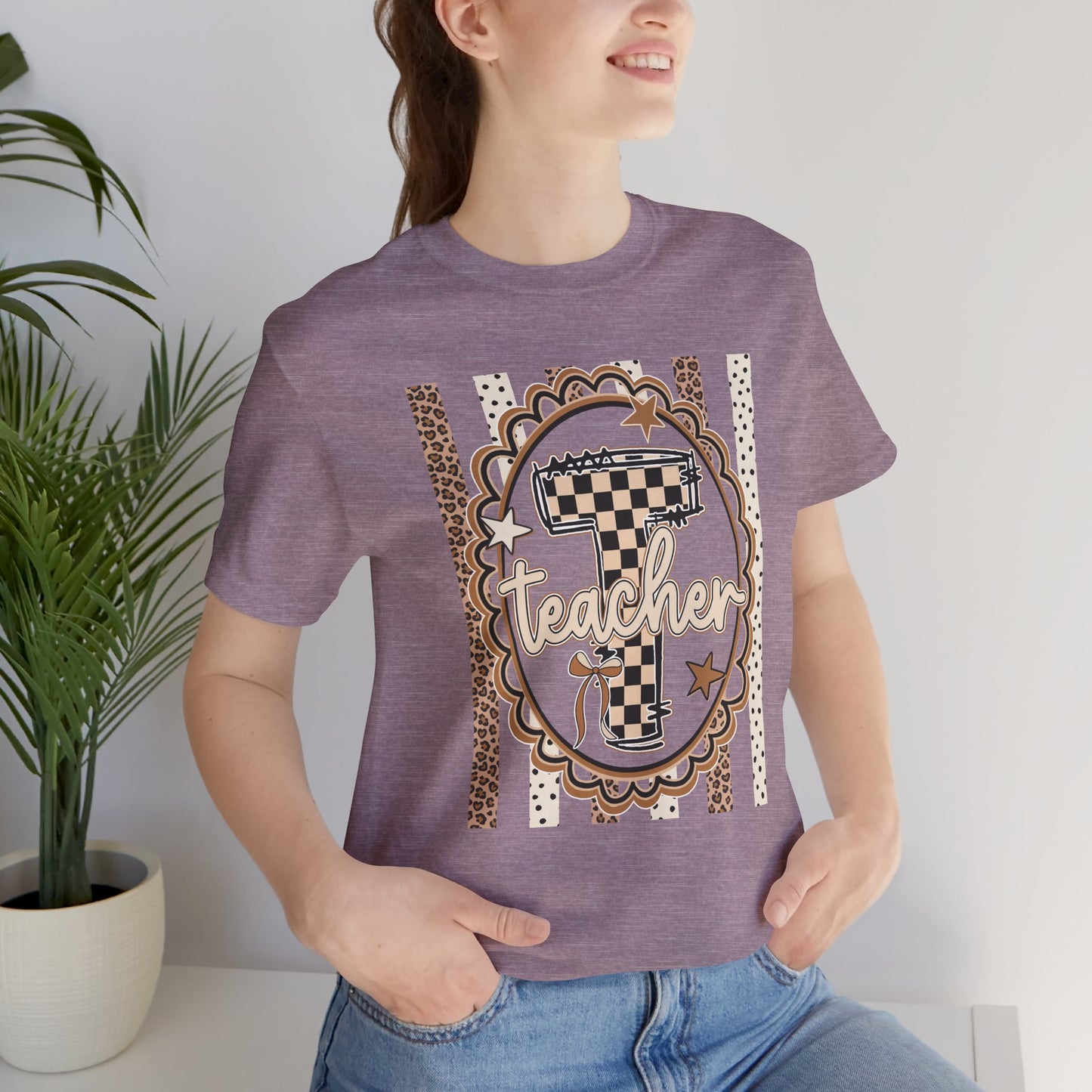Teacher Monogram Tee — Number 1 Checkered Design