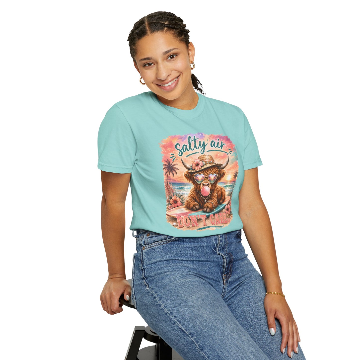 Salty Air "Don't Care" Beach Cow Graphic T-Shirt