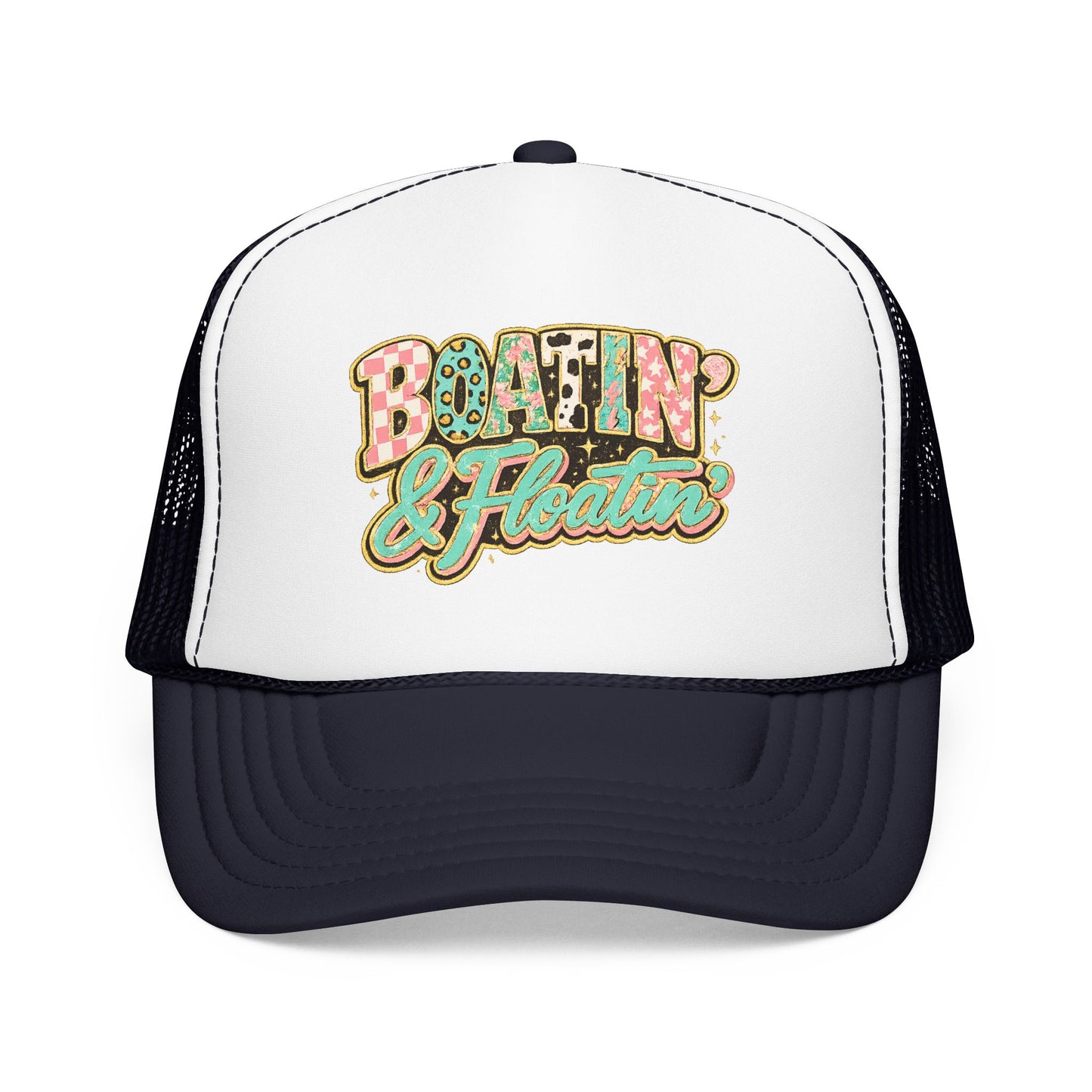 Boatin' & Floatin' Trucker Hat — Retro Floral Pool/Beach Foam Cap