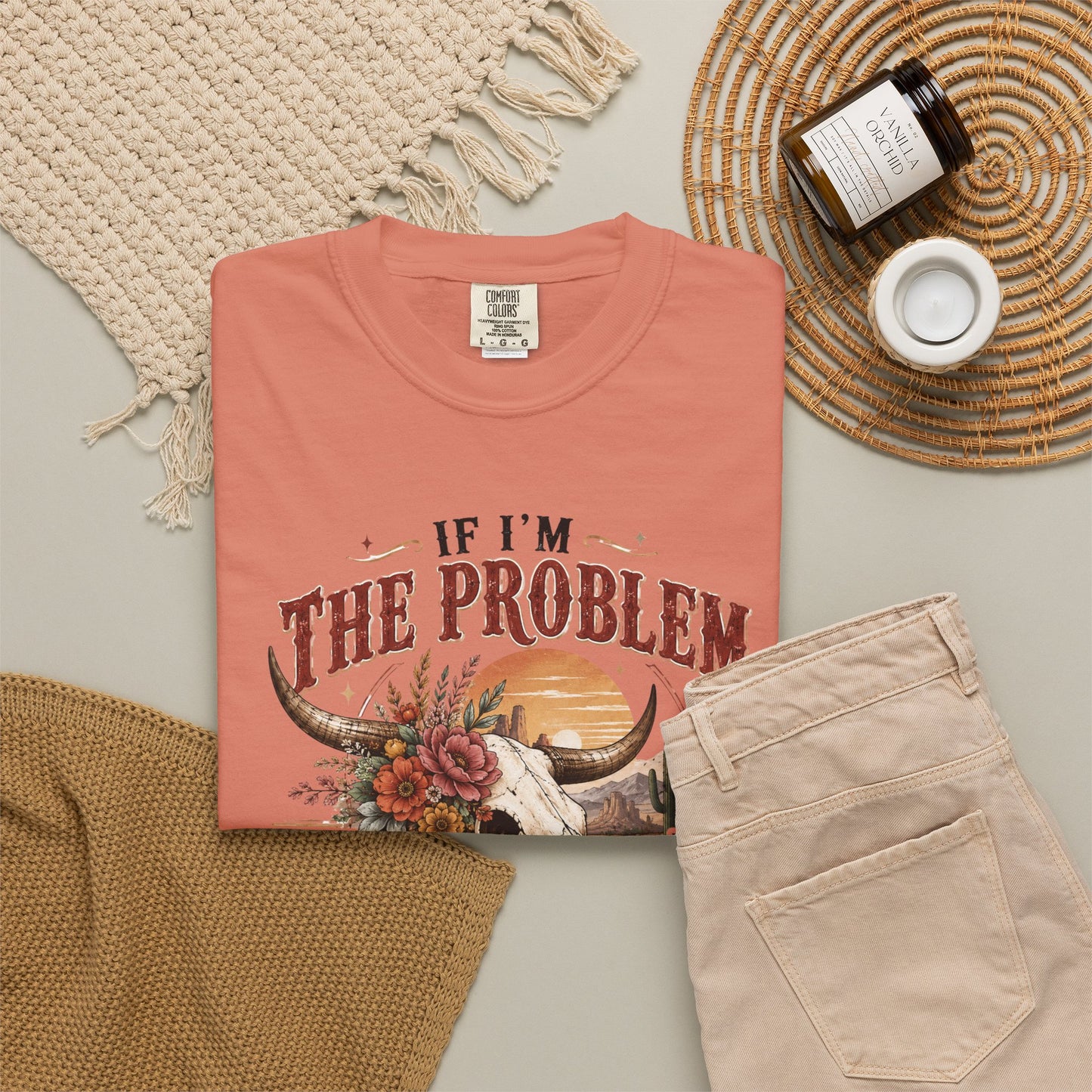 “If I’m the Problem, Then You Might Be the Reason” Western Skull Tee