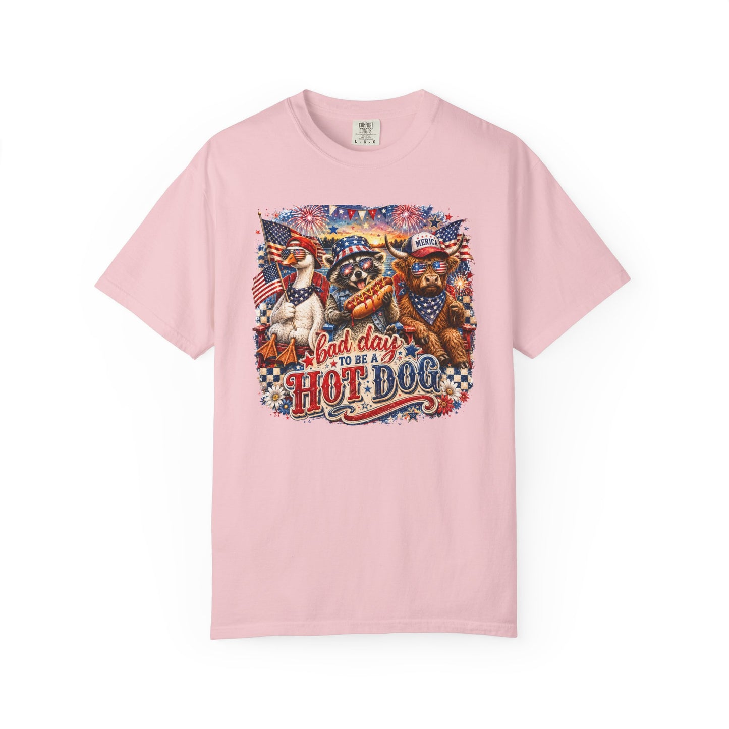 Patriotic 'Born to Be a Hot Dog' Graphic T-Shirt