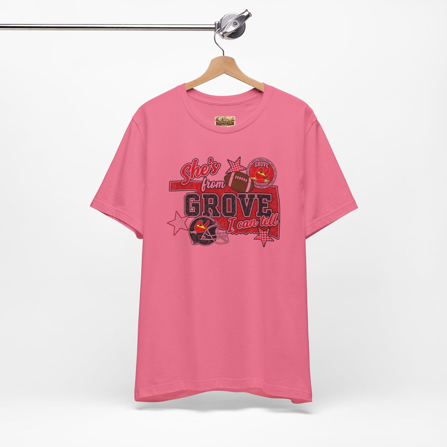 She's From Grove I Can Tell T-Shirt — Grove Football Fan Tee