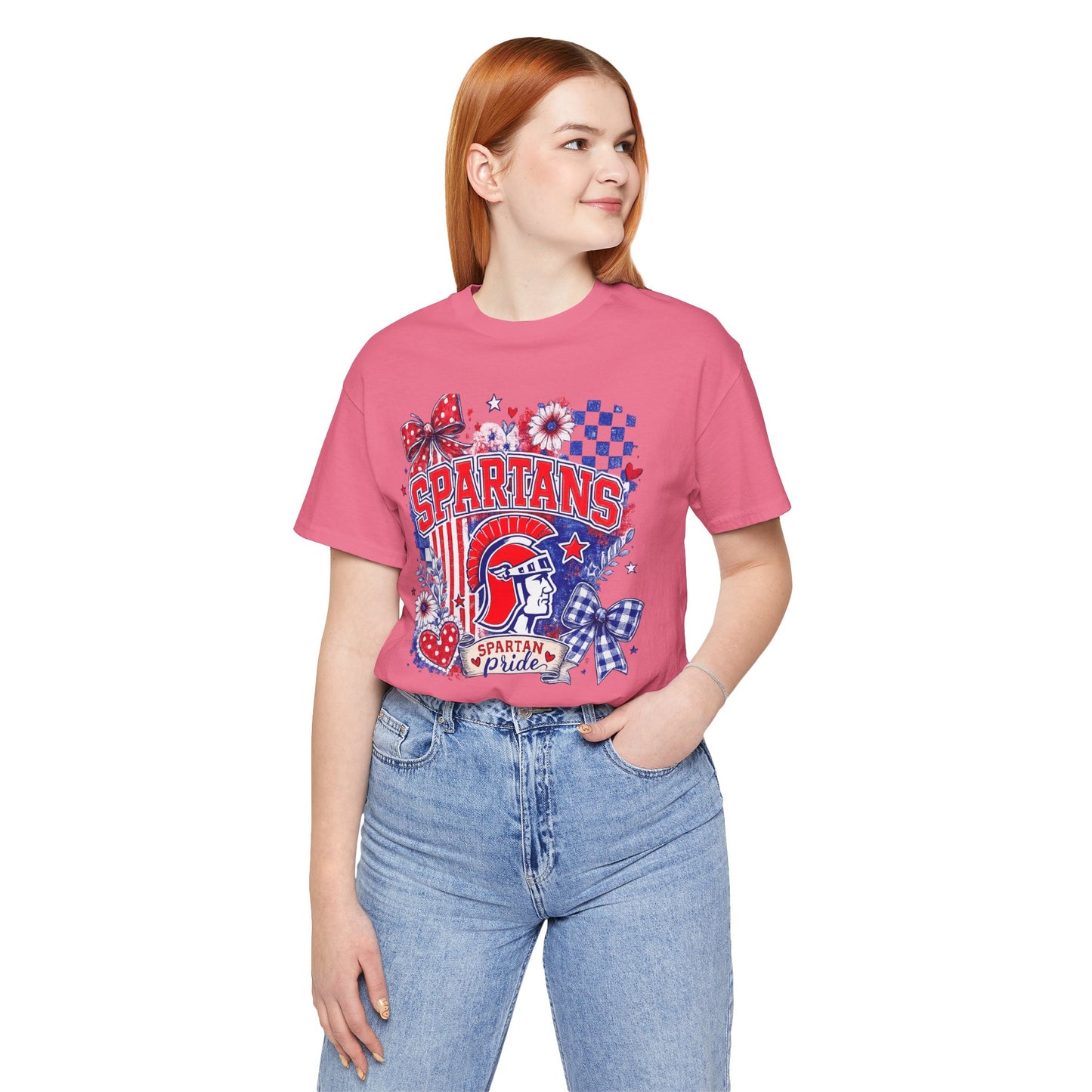 Spartans Pride Graphic Tee — Red, White & Blue School Spirit T-Shirt