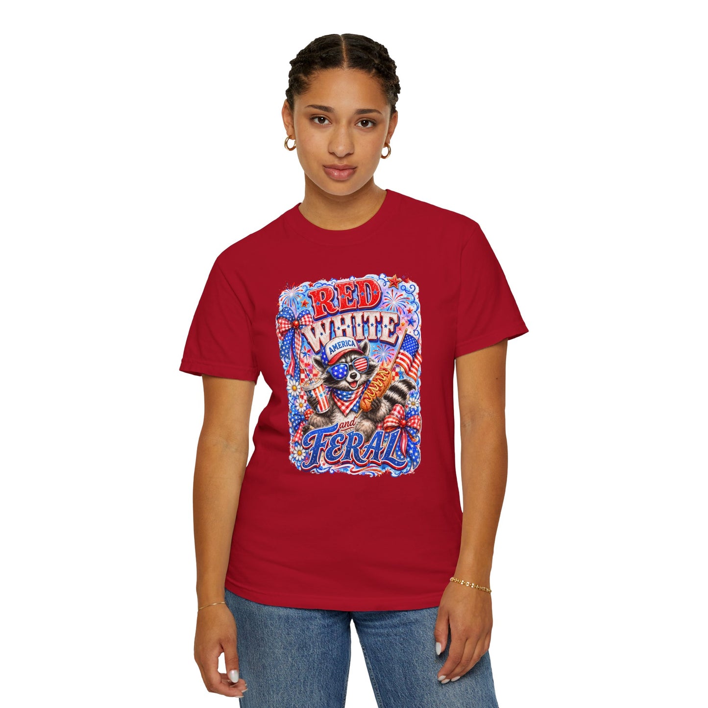 Patriotic "Red White Feral" Graphic T-Shirt