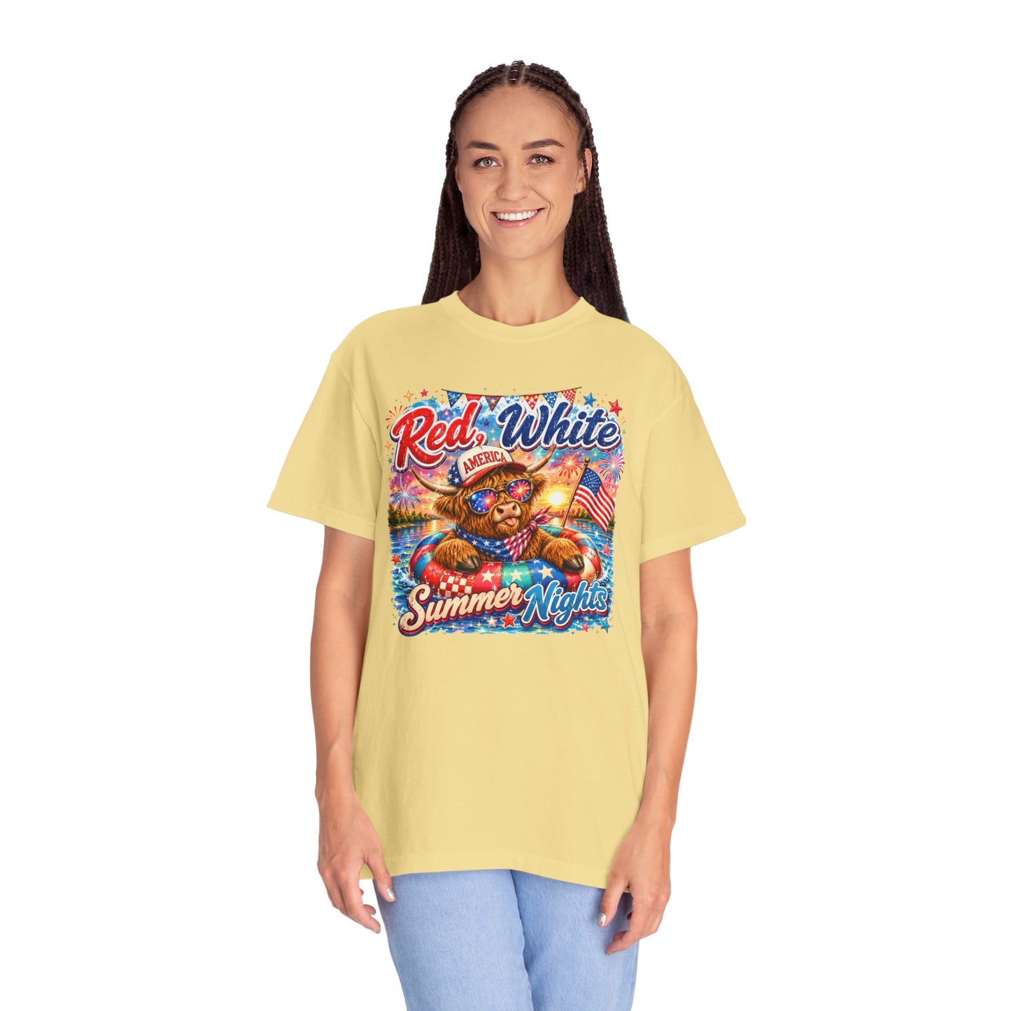 Red, White & Summer Nights T-Shirt — Patriotic Fourth of July Bear Graphic Tee