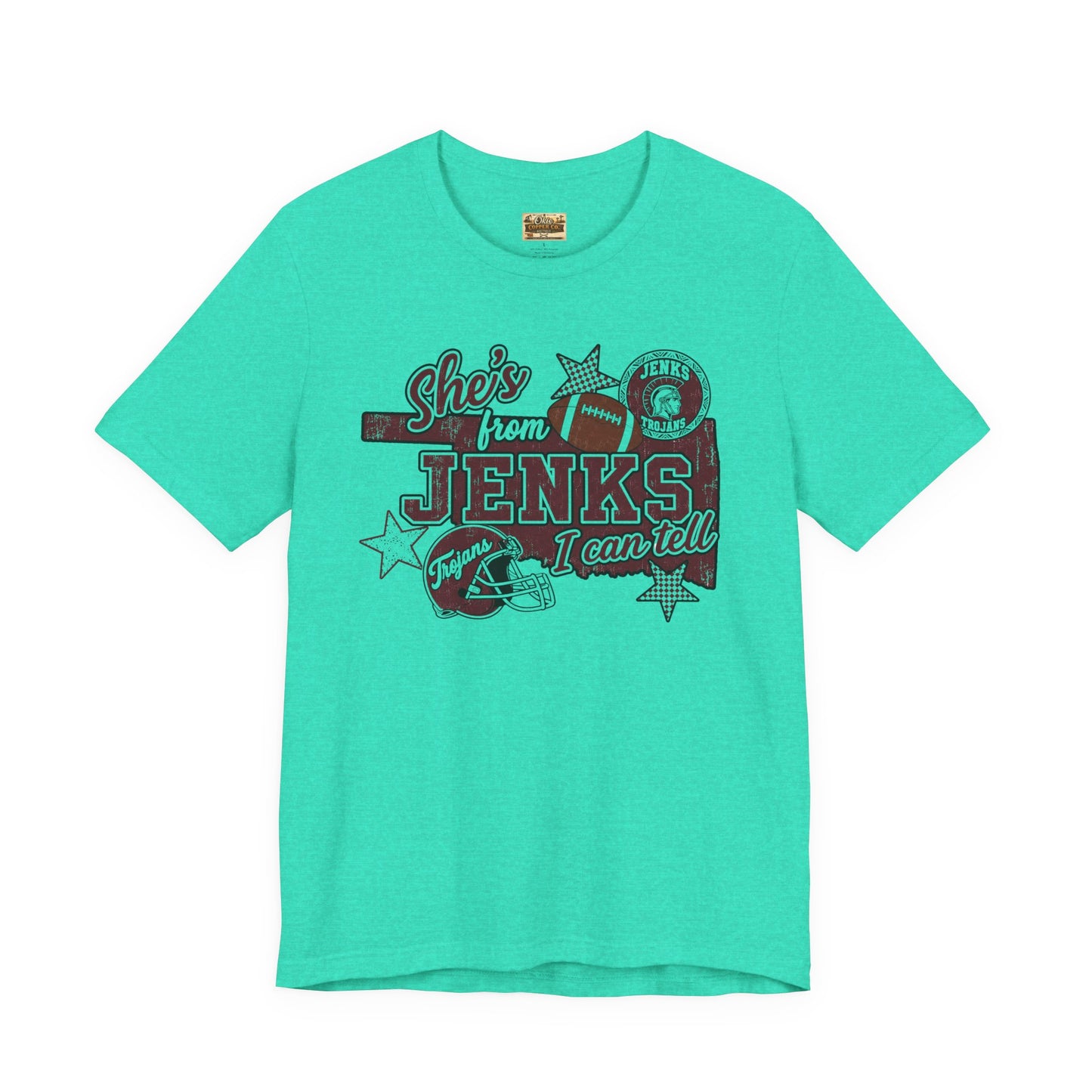 She's from Jenks Tee — Vintage High School Football Graphic T-Shirt