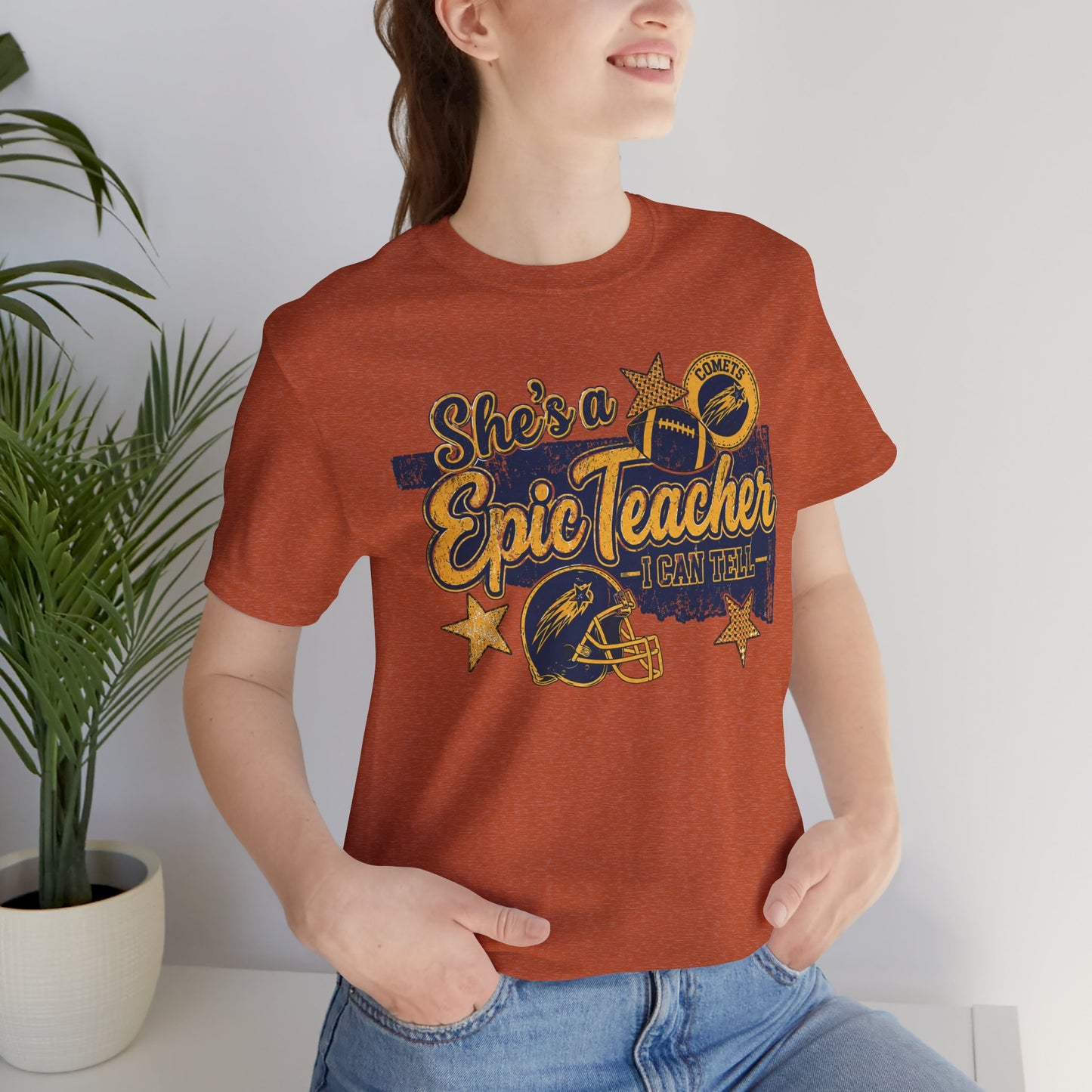Epic Teacher Football T-Shirt — "She's a Epic Teacher" Coach & School Spirit Tee