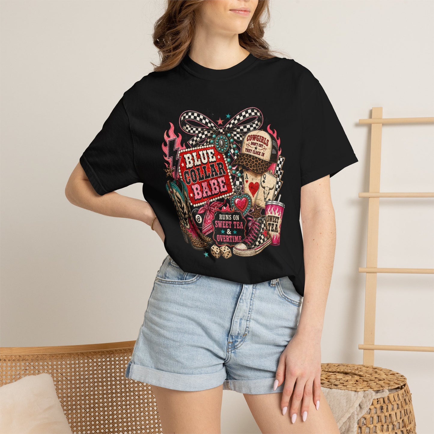 Blue Collar Babe T-Shirt — Retro Cowgirl Graphic Tee