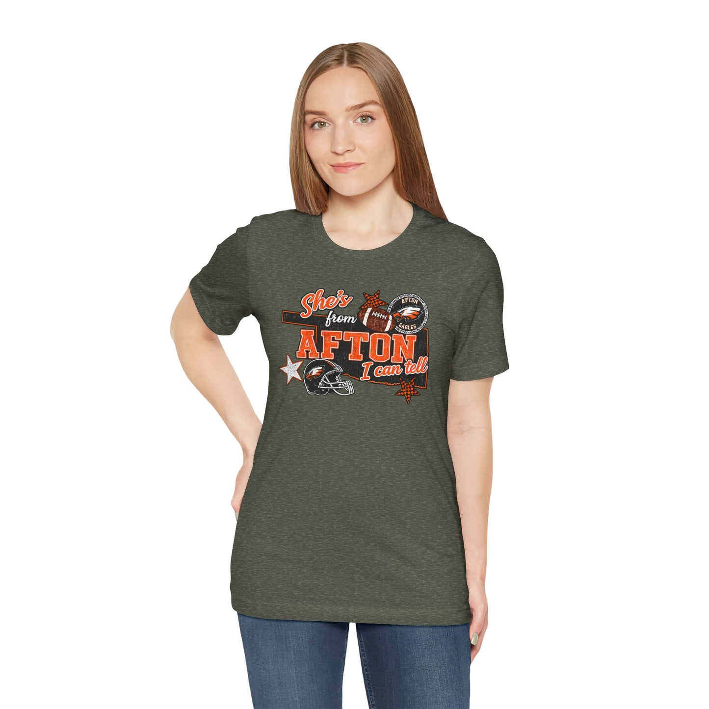 Afton Football Town Retro Graphic Tee — "Shes from Afton I can too"