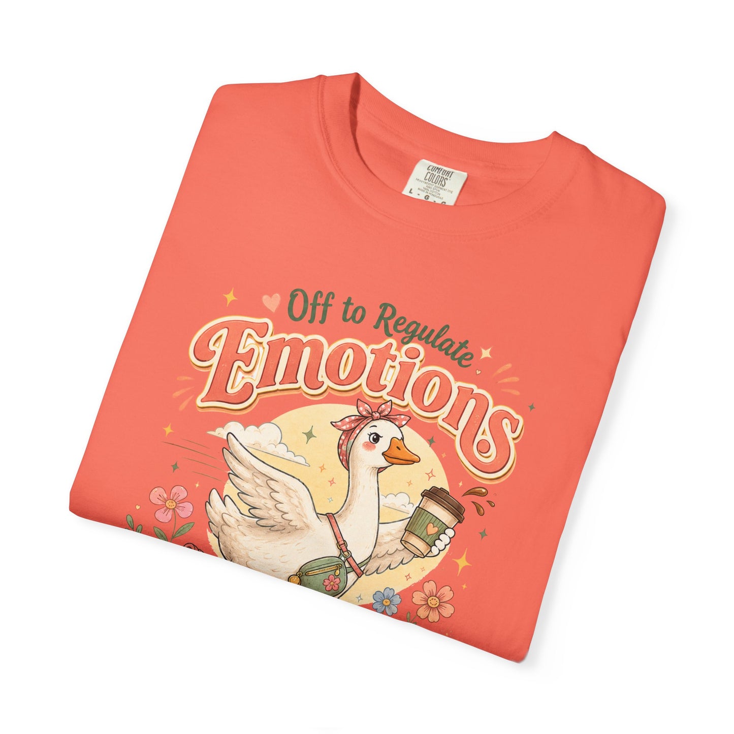 Emotions Duck Graphic T-Shirt — "Off to Regulate" Vintage Coffee Tee