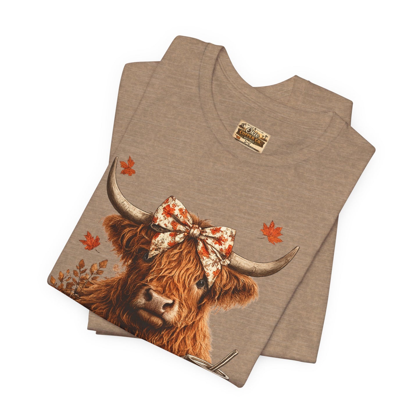 Autumn Highland Cow Tee — Fall Pumpkin Latte Graphic T-Shirt