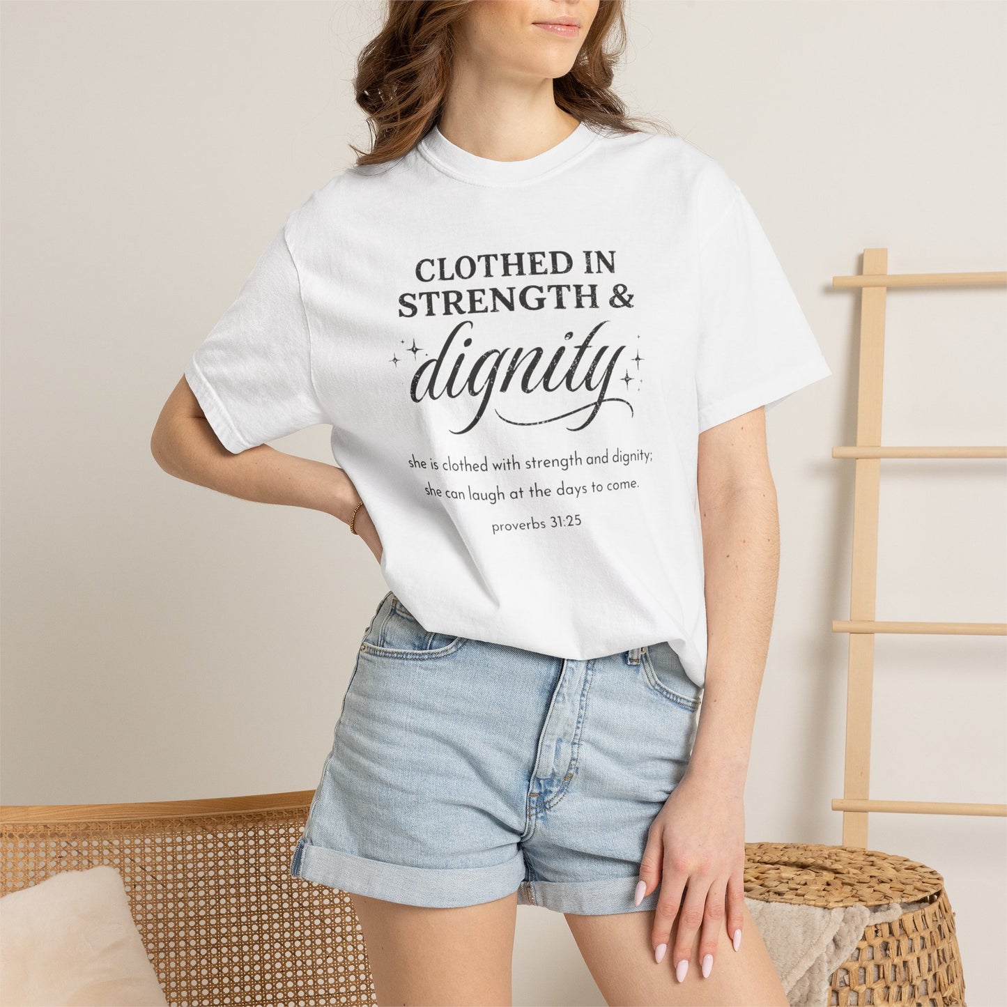 Clothed in Strength & Dignity T-Shirt — Inspirational Proverbs 31 Tee
