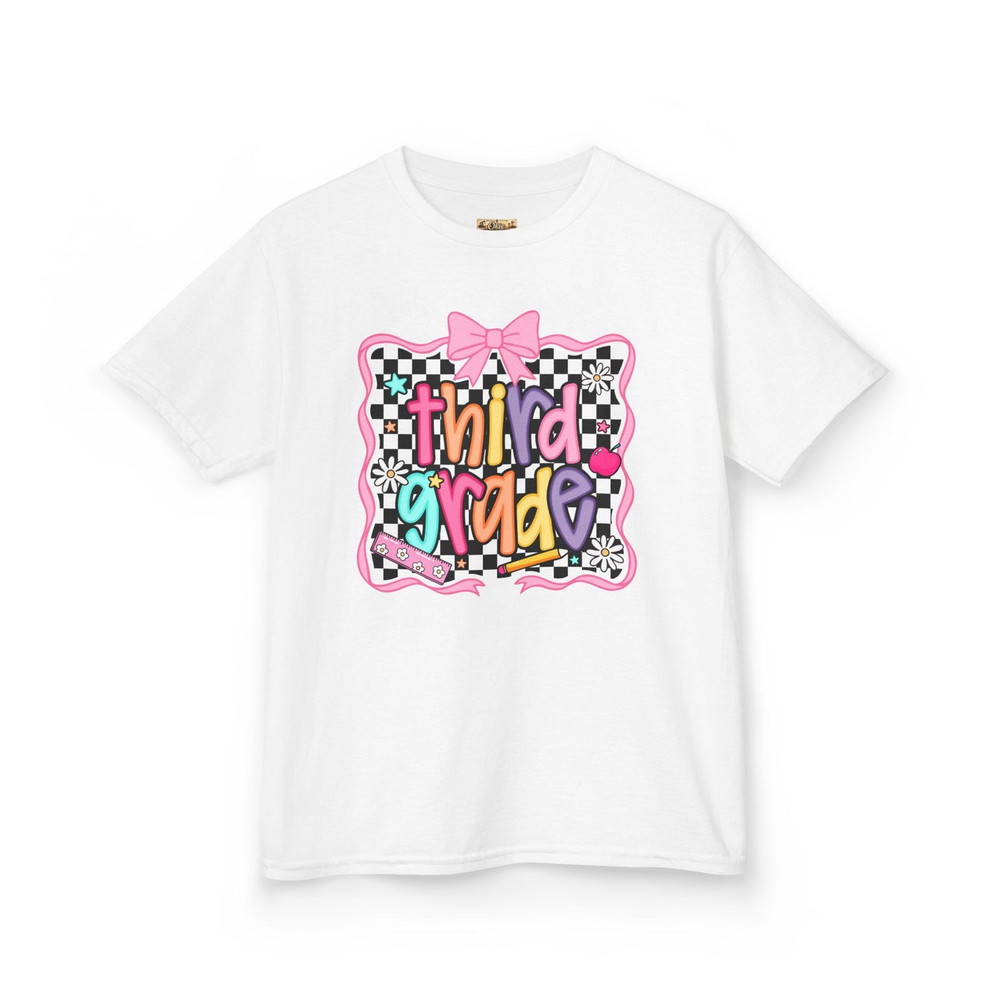 Third Grade Kids T-Shirt — Colorful Back-to-School Tee with Bow