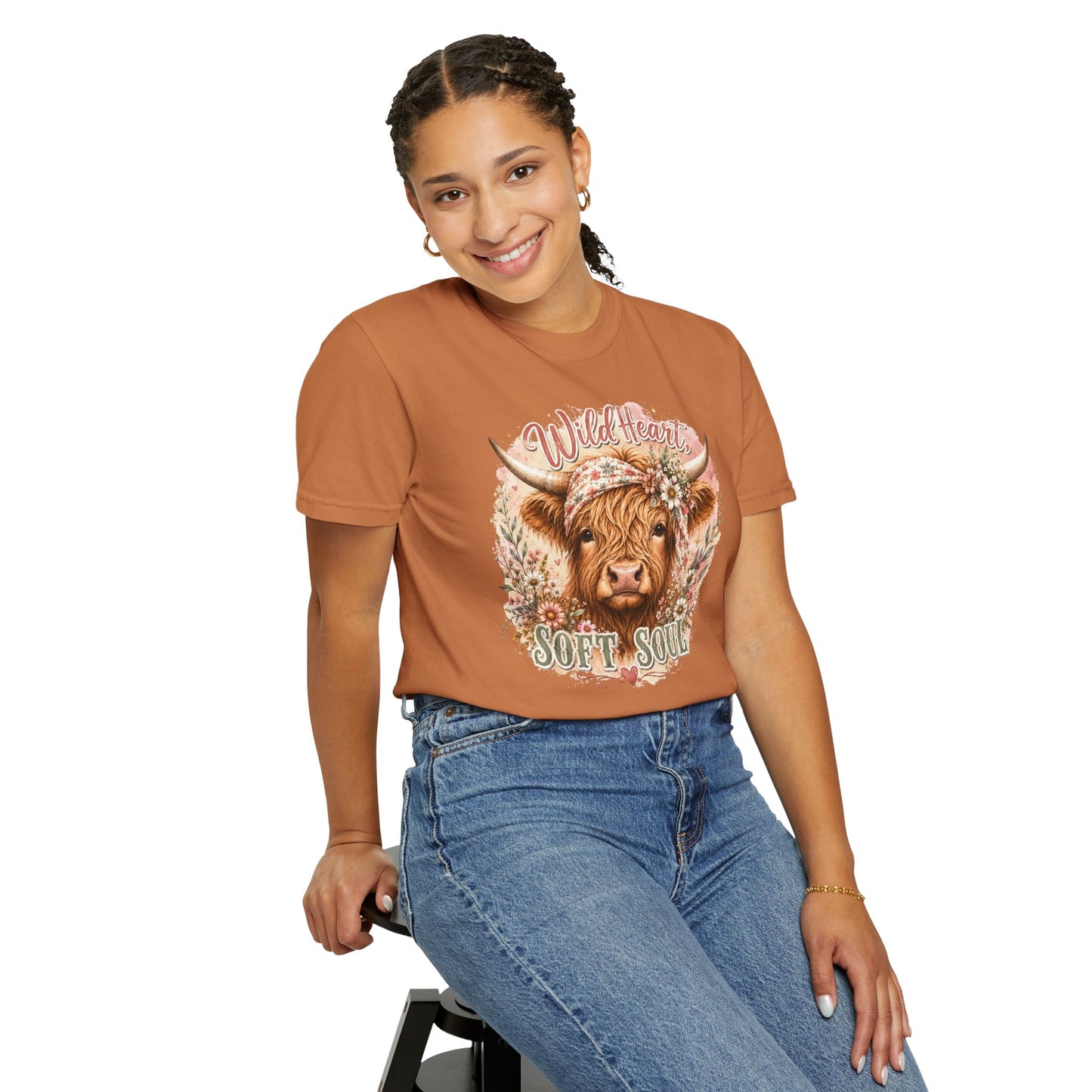 T-Shirt — “Wild Heart, Soft Soul” Highland Cow Graphic Tee