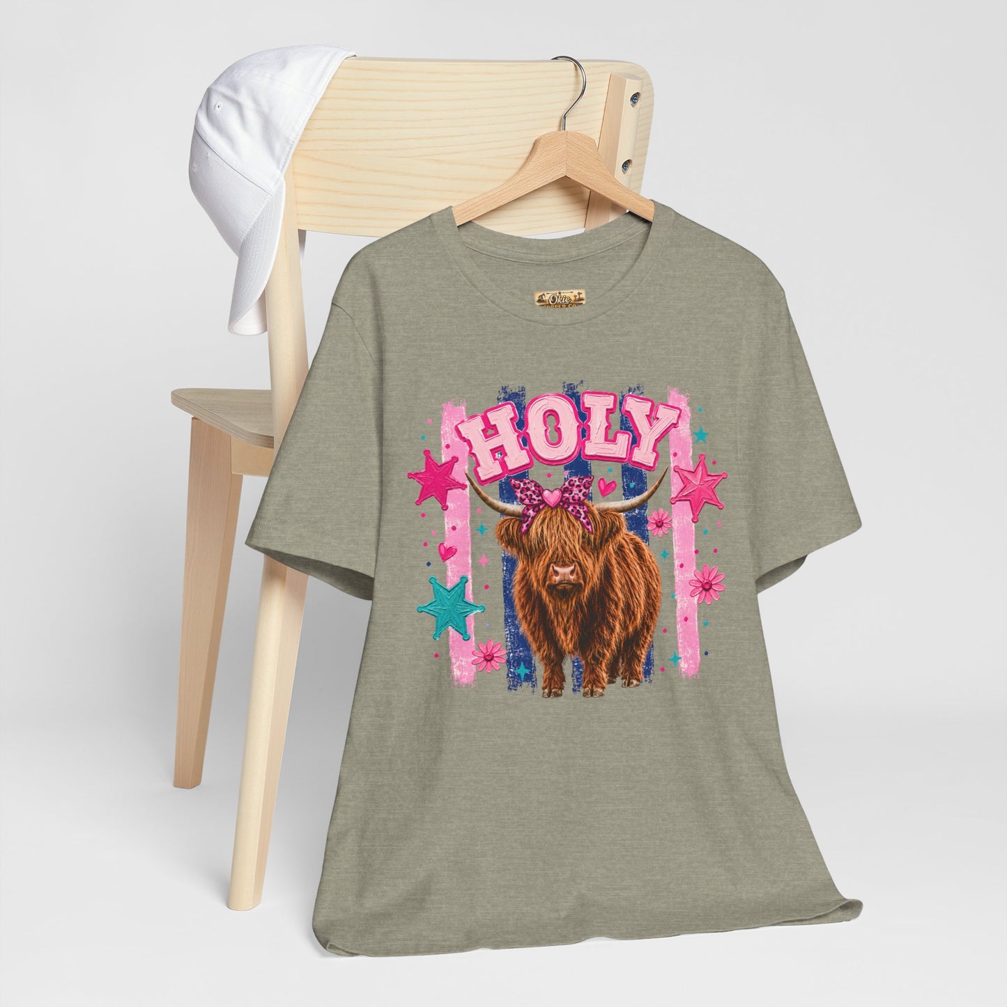 Holy Cow Highland Cow Graphic Tee — Cute Pastel Ranch Shirt