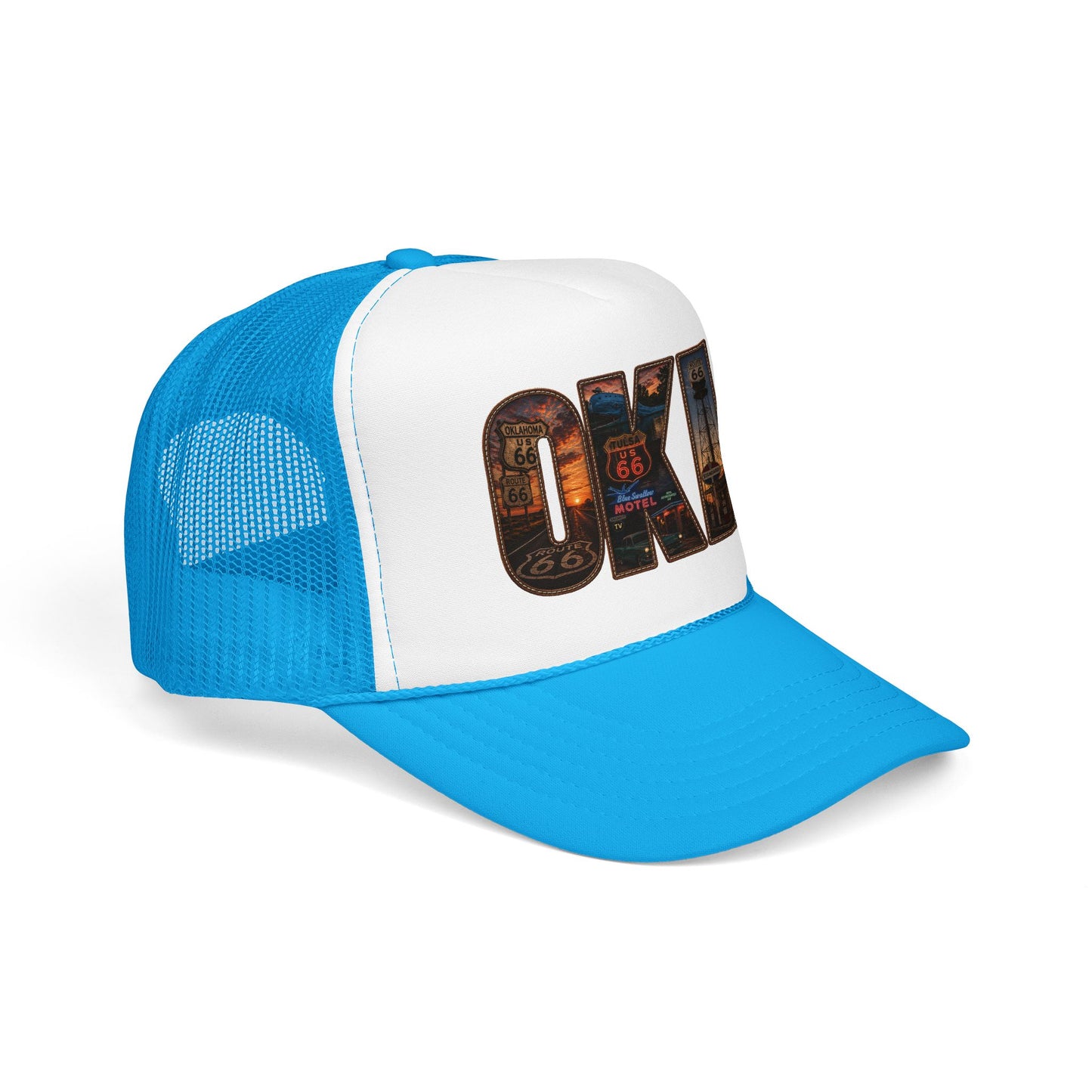 Route 66 Trucker Hat — Vintage 'ONE' Road Sign Graphic Foam Cap