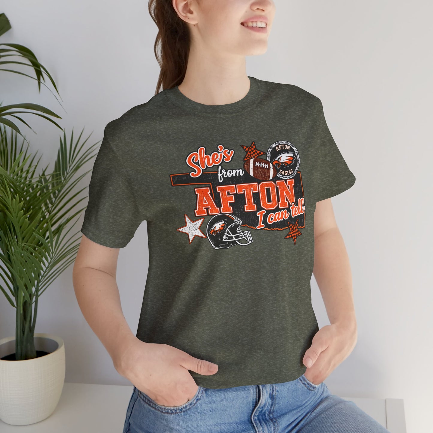 Afton Football Town Retro Graphic Tee — "Shes from Afton I can too"