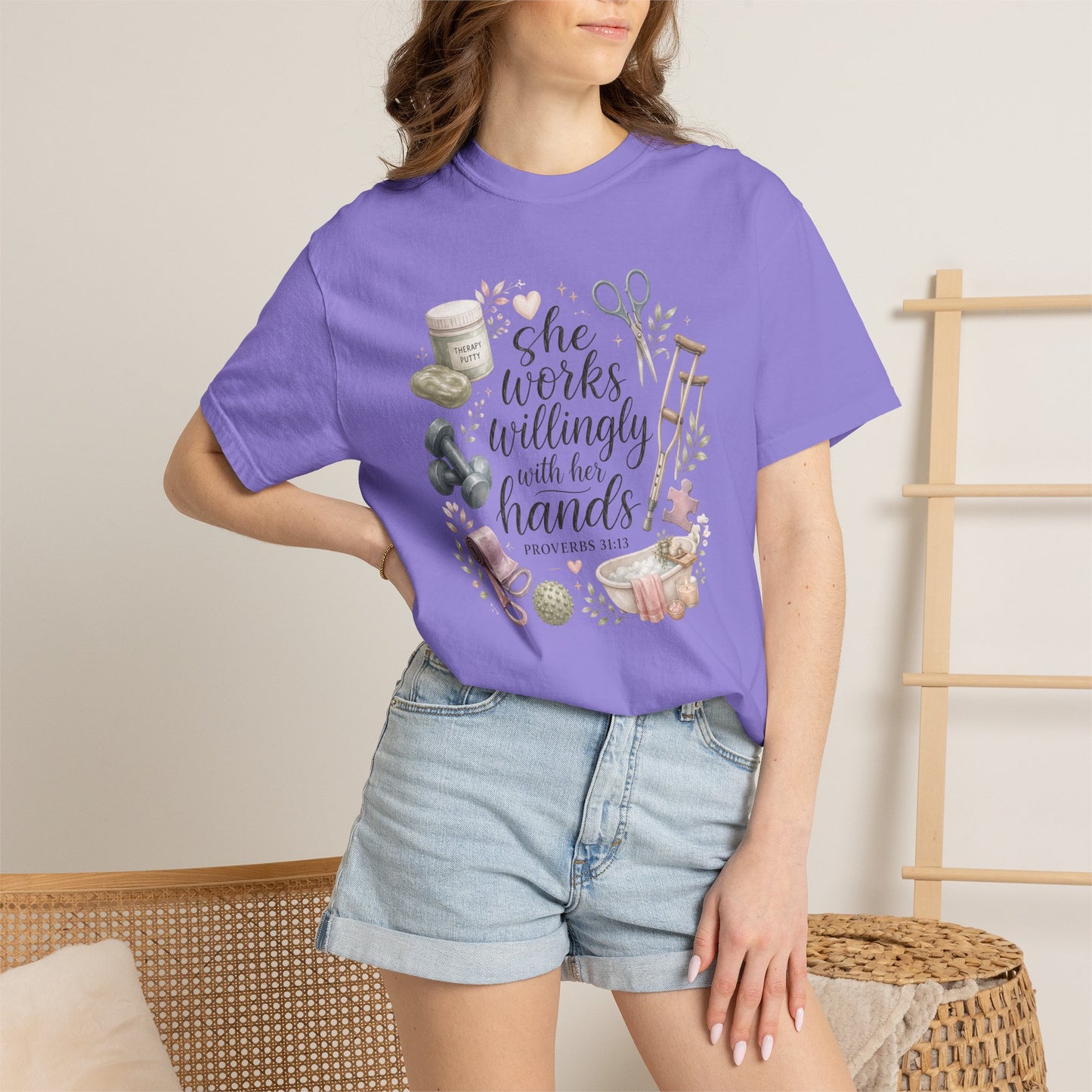 She Works Willingly With Her Hands T-Shirt — Christian Crafting Tee