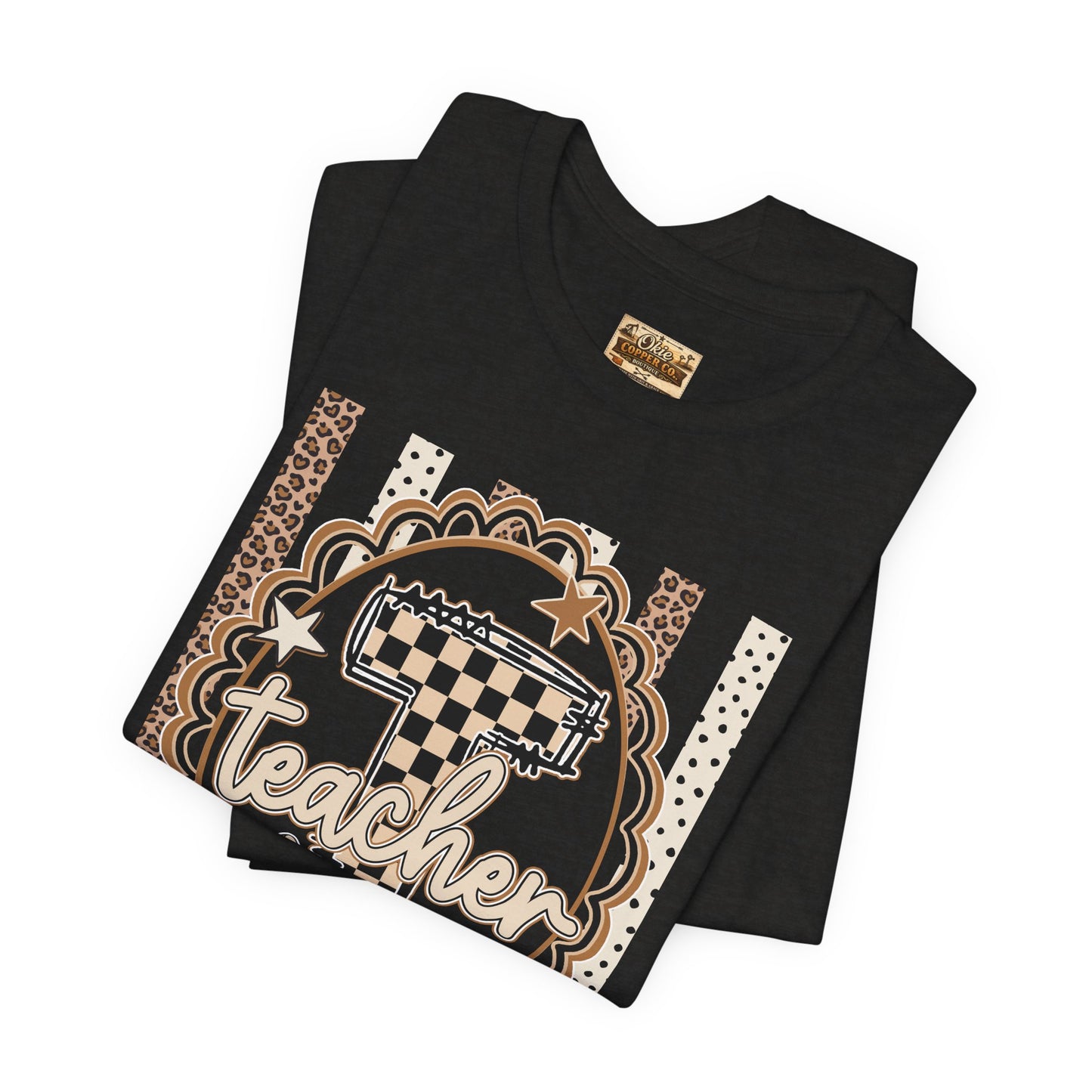 Teacher Monogram Tee — Number 1 Checkered Design