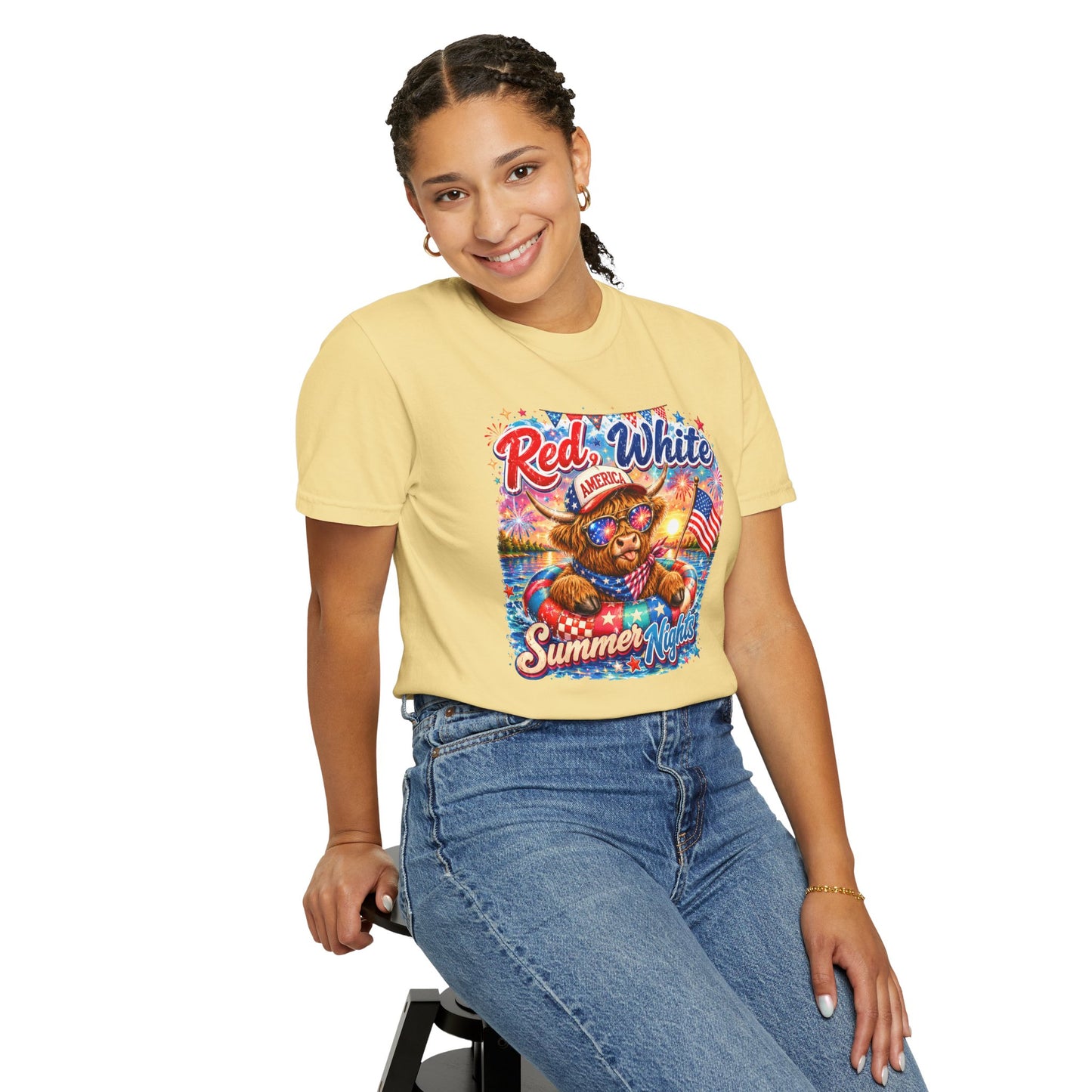 Red, White & Summer Nights T-Shirt — Patriotic Fourth of July Bear Graphic Tee