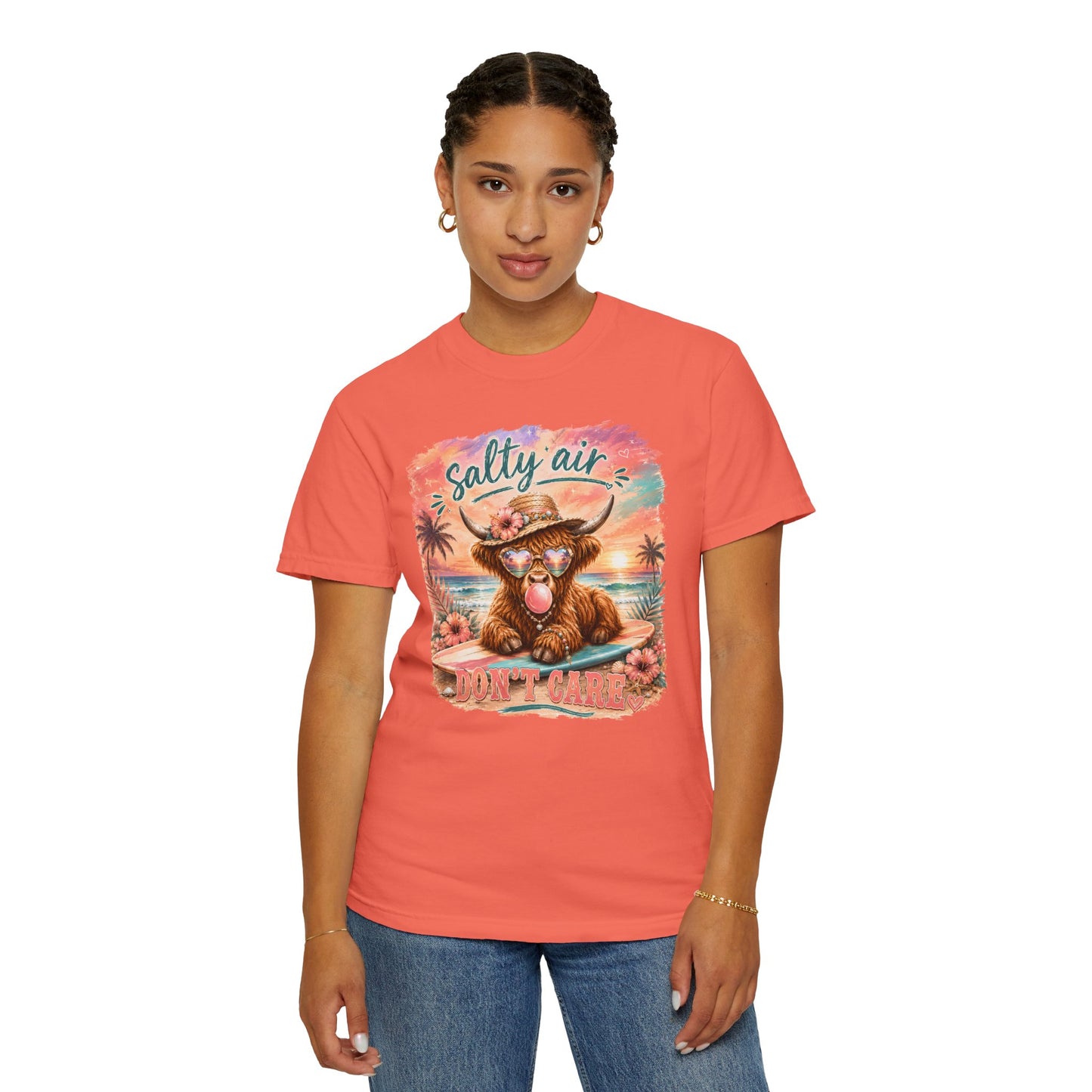 Salty Air "Don't Care" Beach Cow Graphic T-Shirt