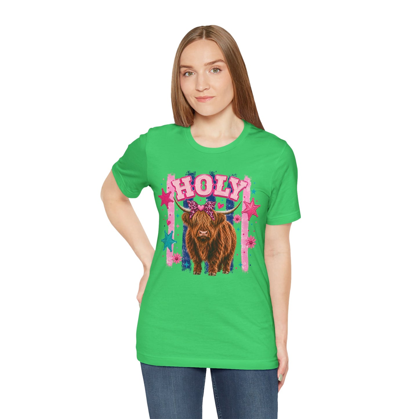 Holy Cow Highland Cow Graphic Tee — Cute Pastel Ranch Shirt
