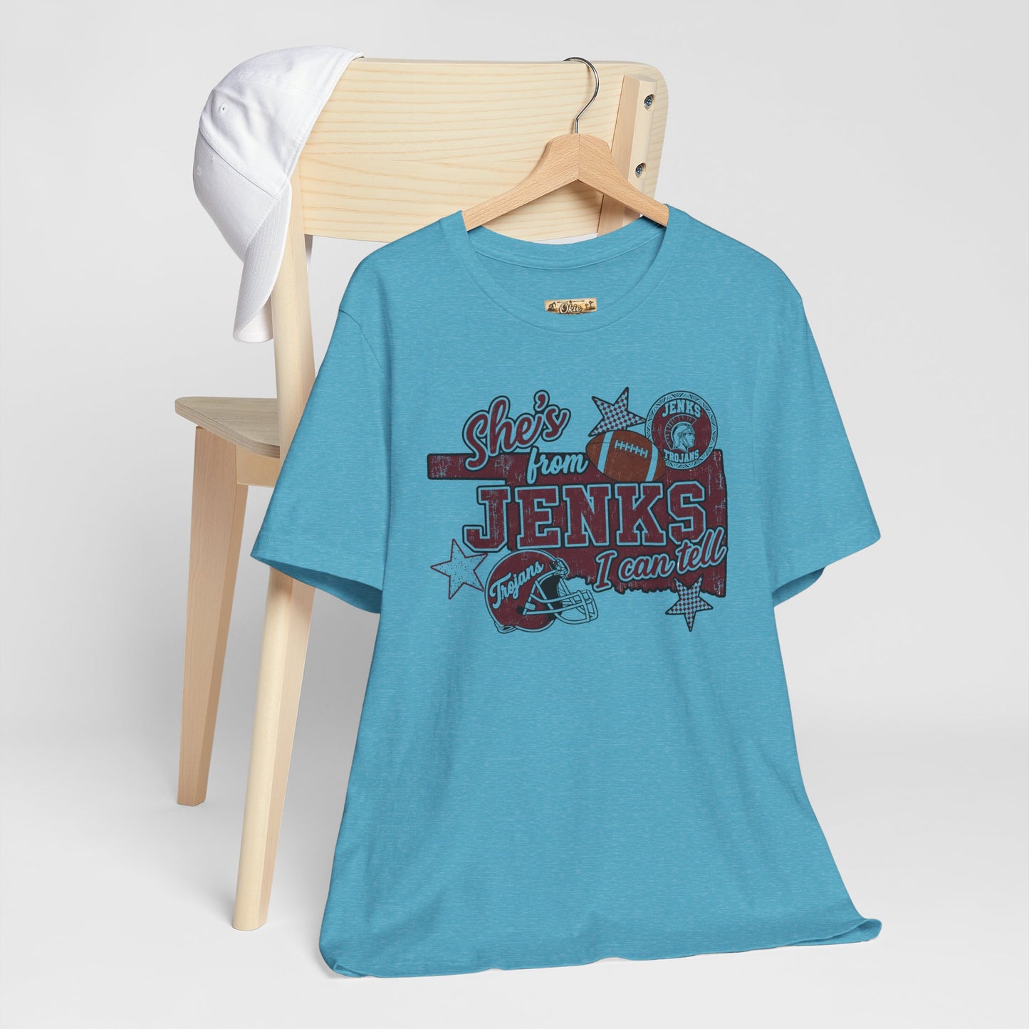 She's from Jenks Tee — Vintage High School Football Graphic T-Shirt