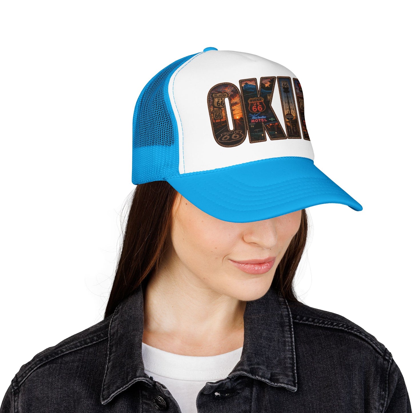 Route 66 Trucker Hat — Vintage 'ONE' Road Sign Graphic Foam Cap
