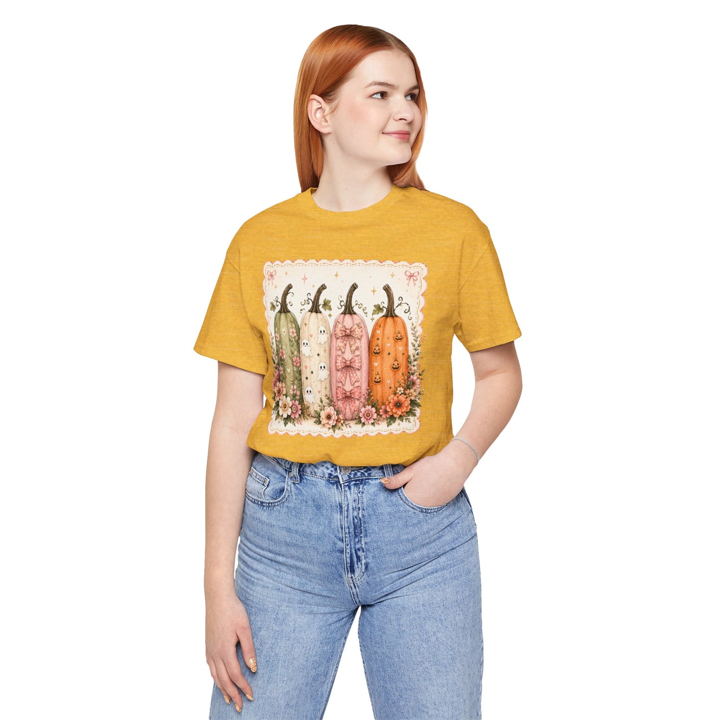 Vintage Floral Pumpkin Tee — Autumn Harvest Graphic T-Shirt