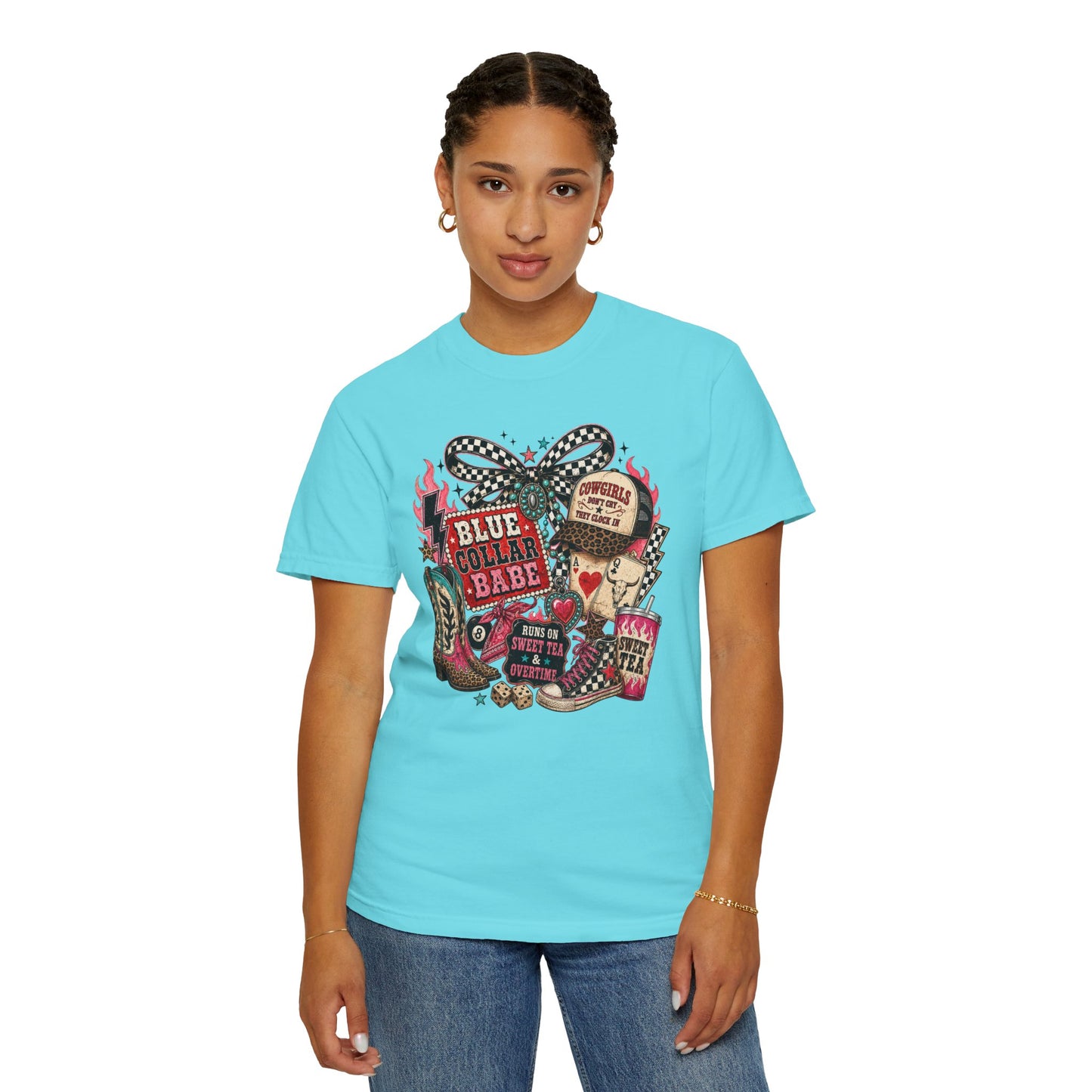 Blue Collar Babe T-Shirt — Retro Cowgirl Graphic Tee