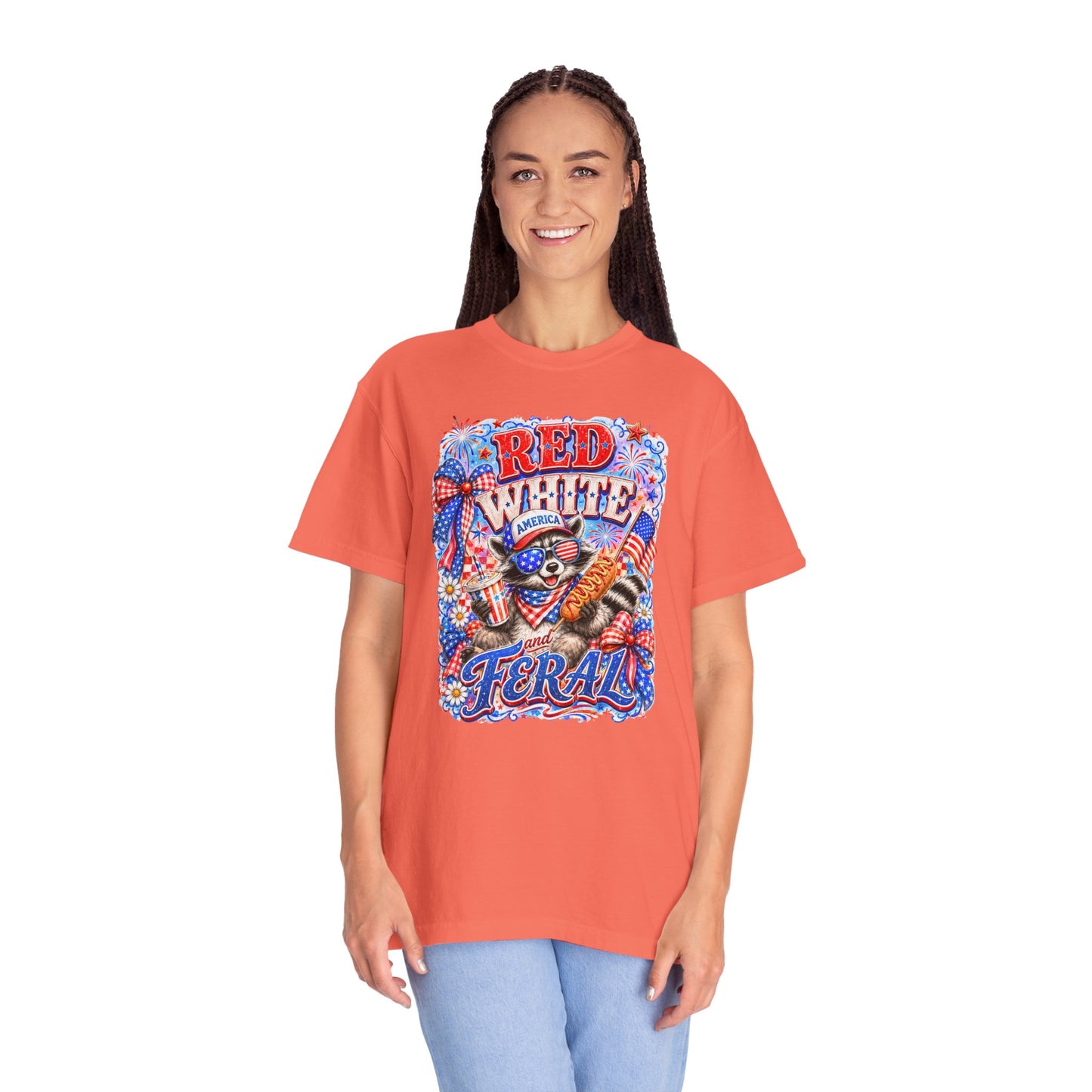 Patriotic "Red White Feral" Graphic T-Shirt