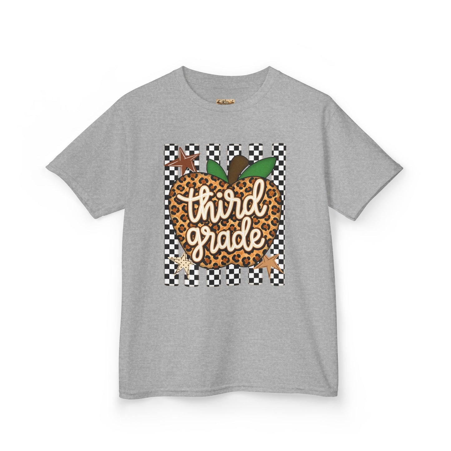 Third Grade Leopard Apple Kids T‑Shirt