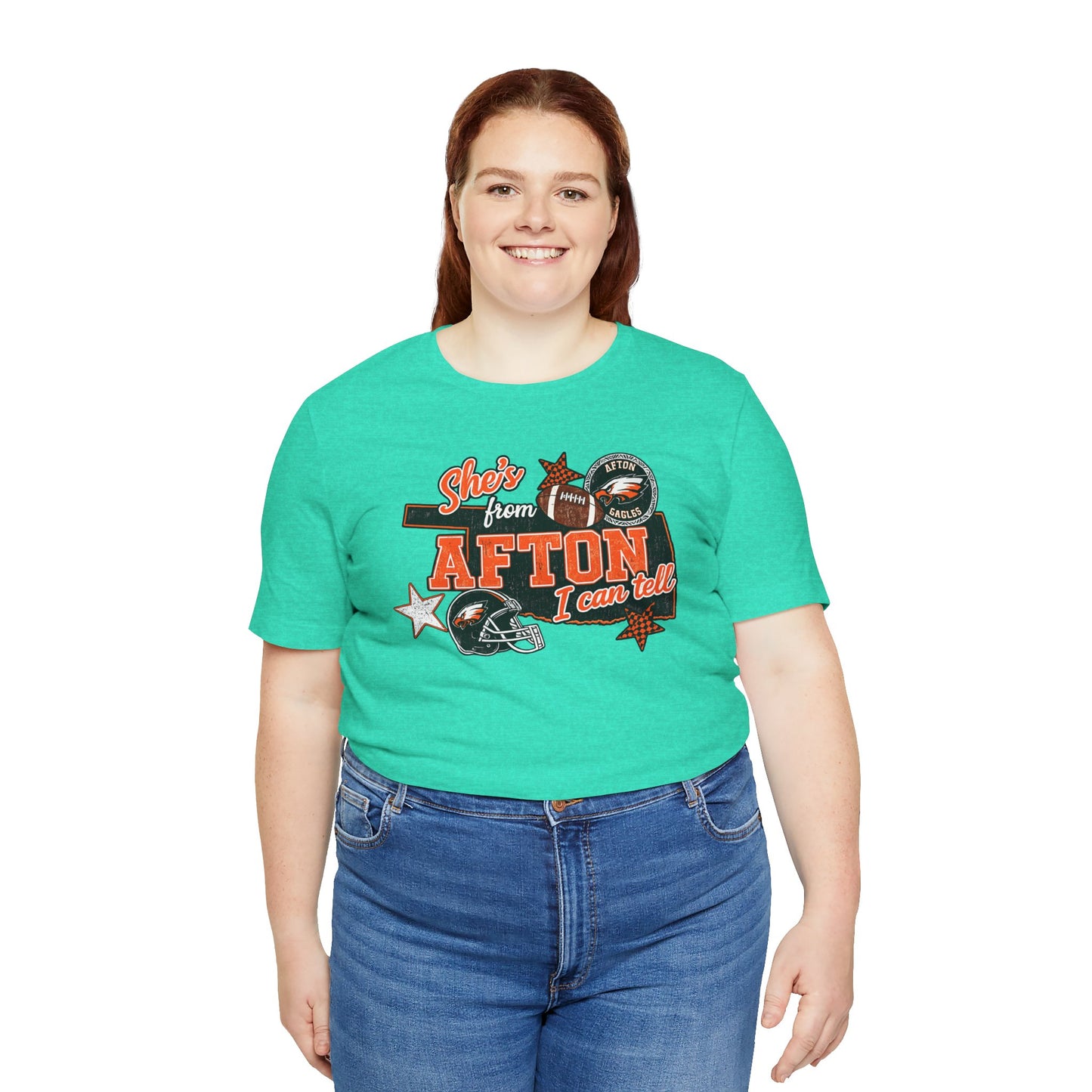 Afton Football Town Retro Graphic Tee — "Shes from Afton I can too"