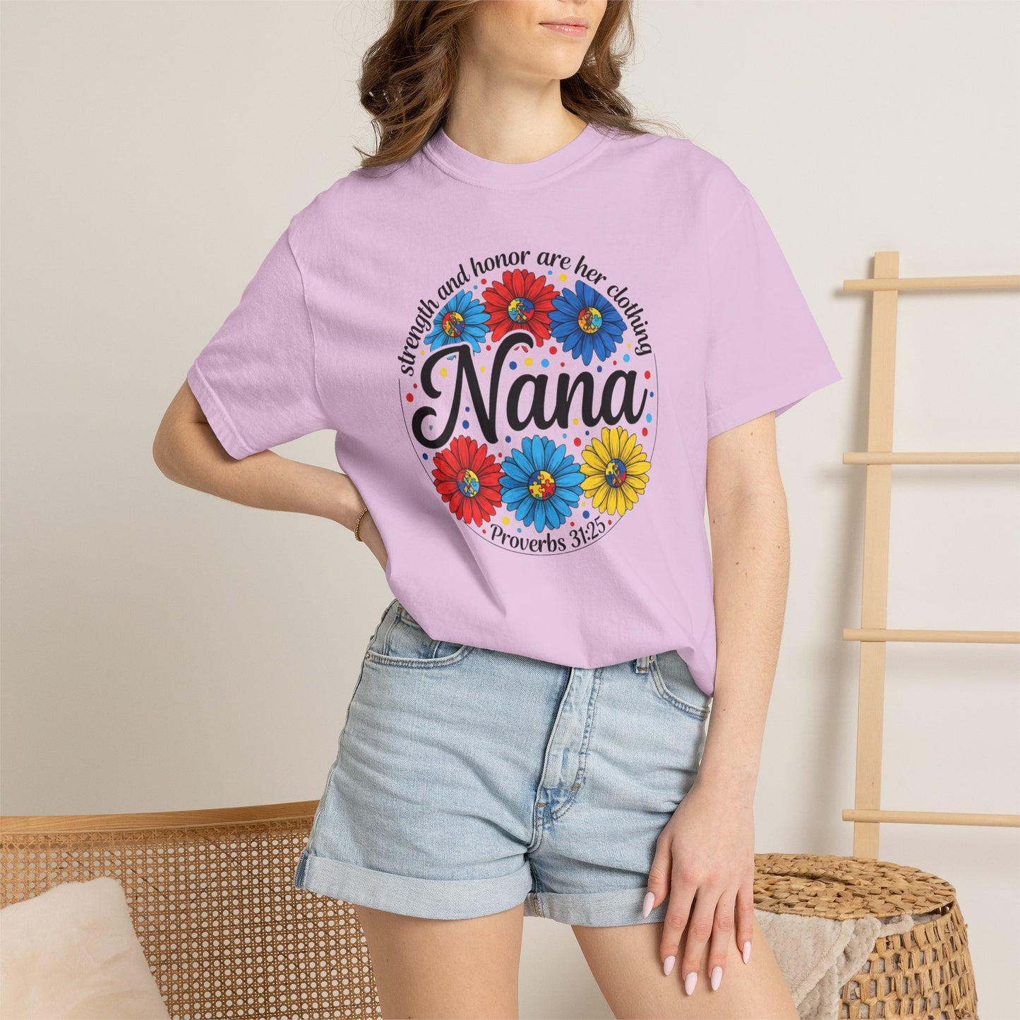 Nana Floral Proverbs T-Shirt — “Strength and Honor” Grandma Gift