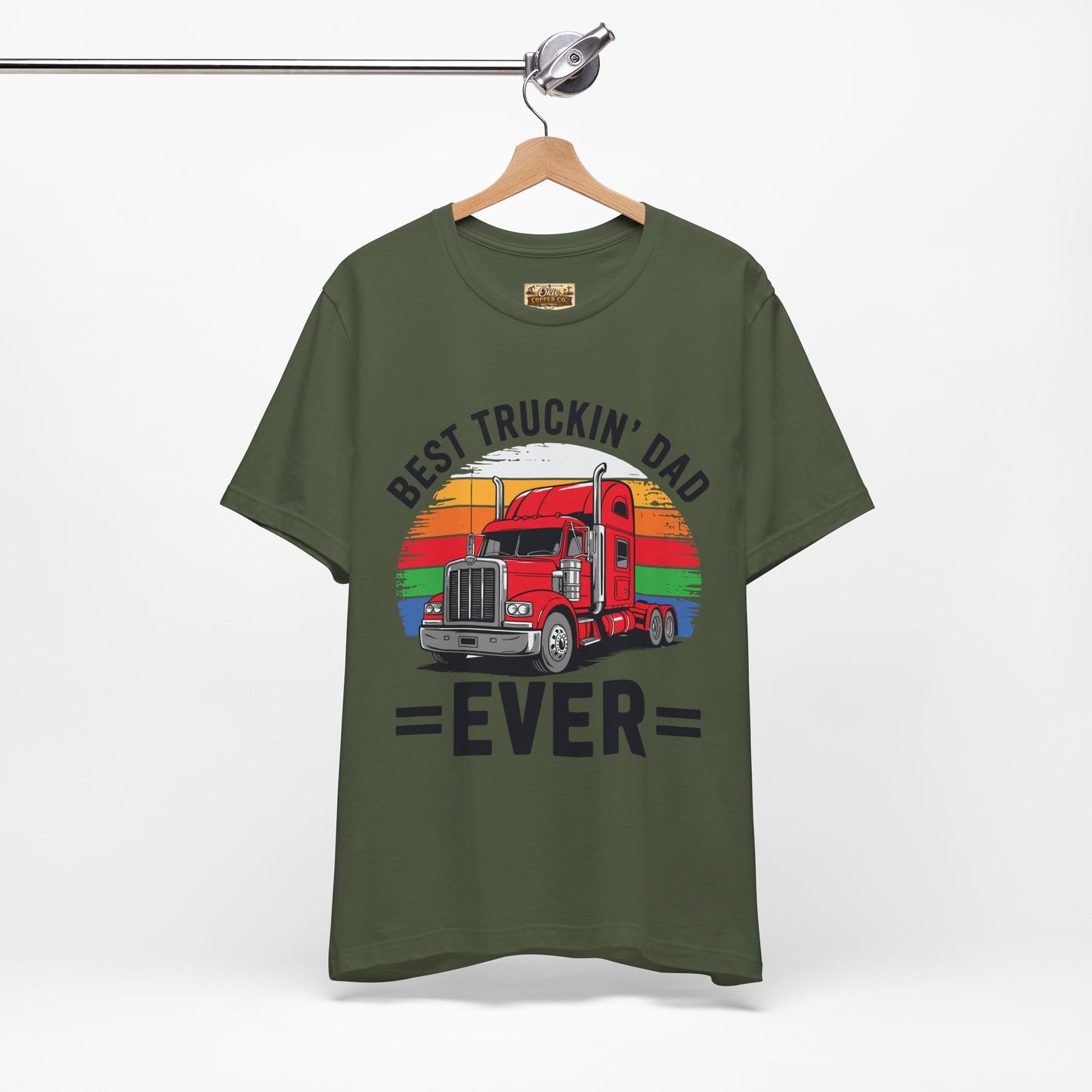 Best Truckin' Dad Ever T-Shirt — Vintage Semi Truck Father's Day Tee