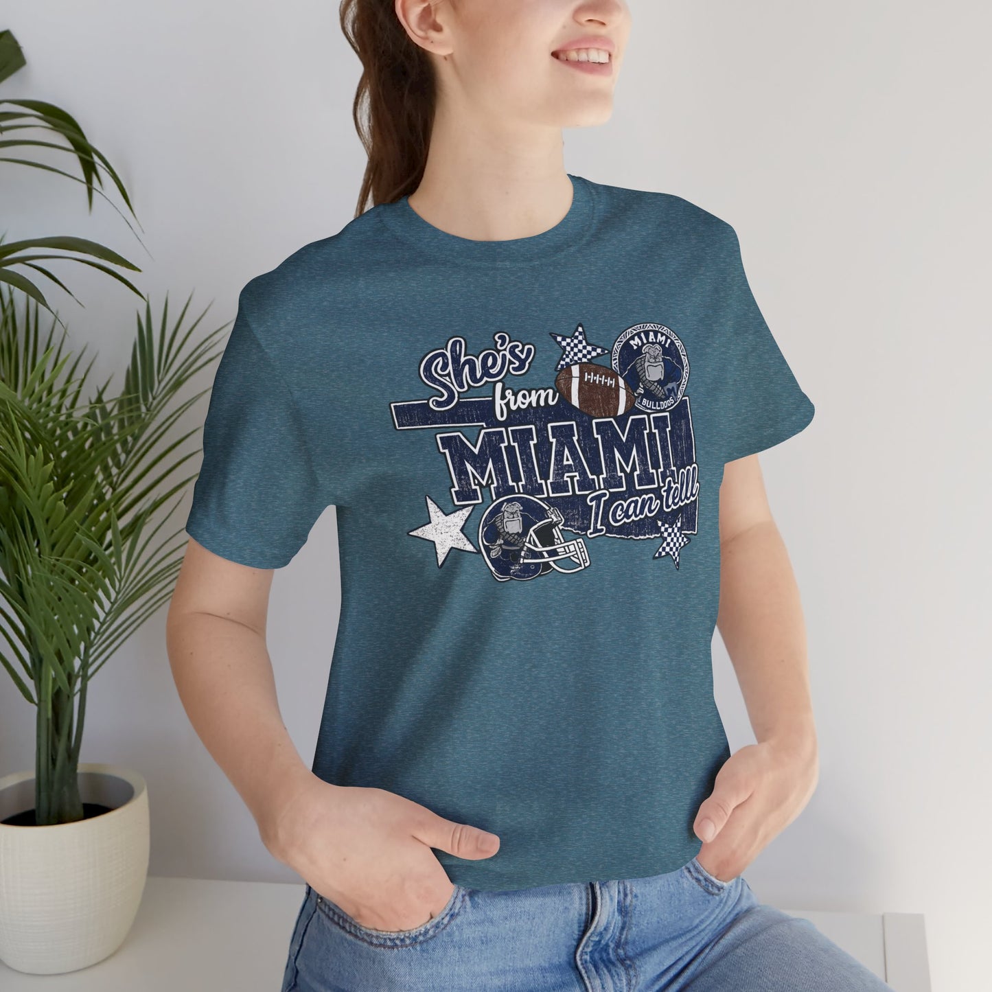 She's From Miami Graphic Tee — Retro Football Fan Shirt