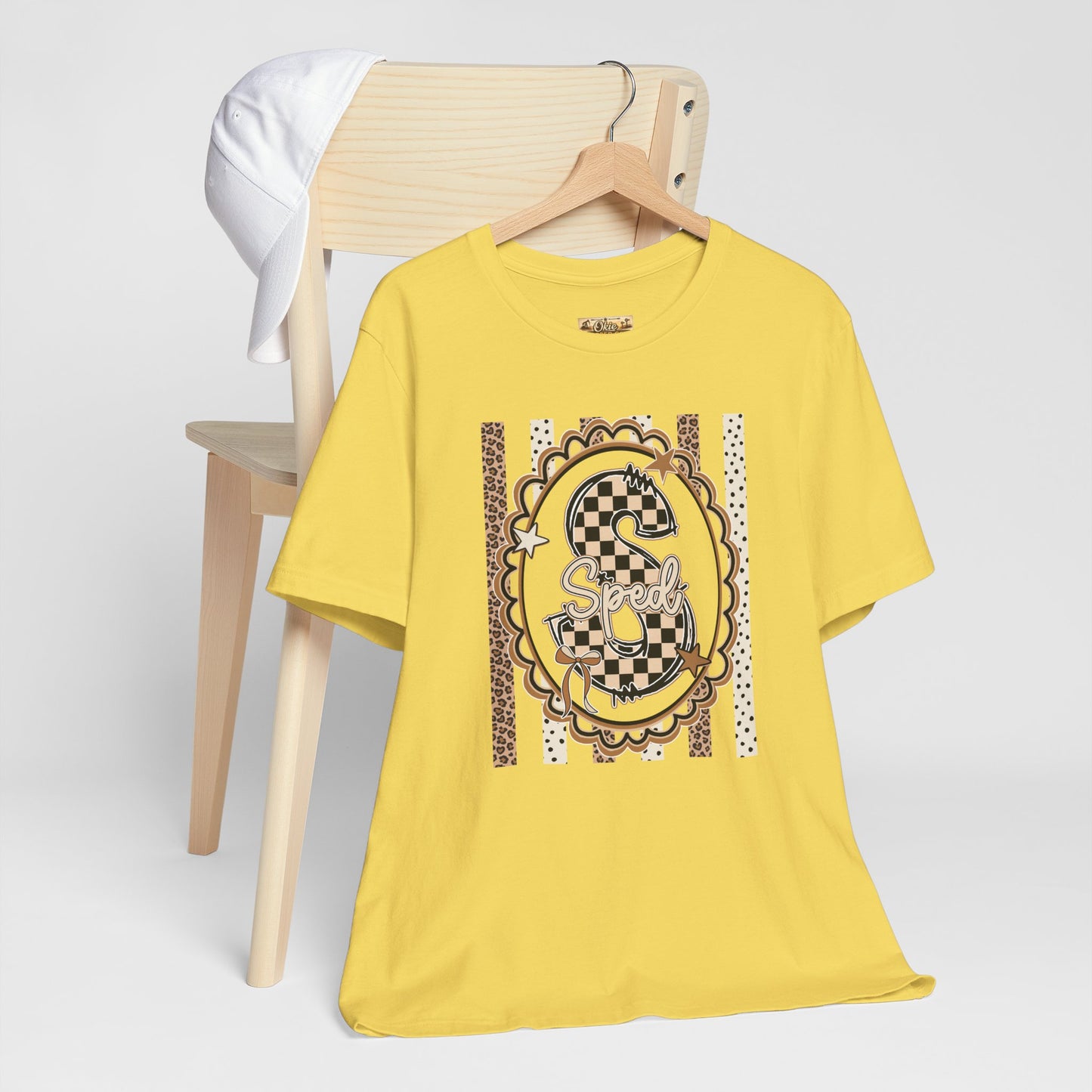 Sped S Monogram Tee — Checkerboard Leopard Graphic T-Shirt