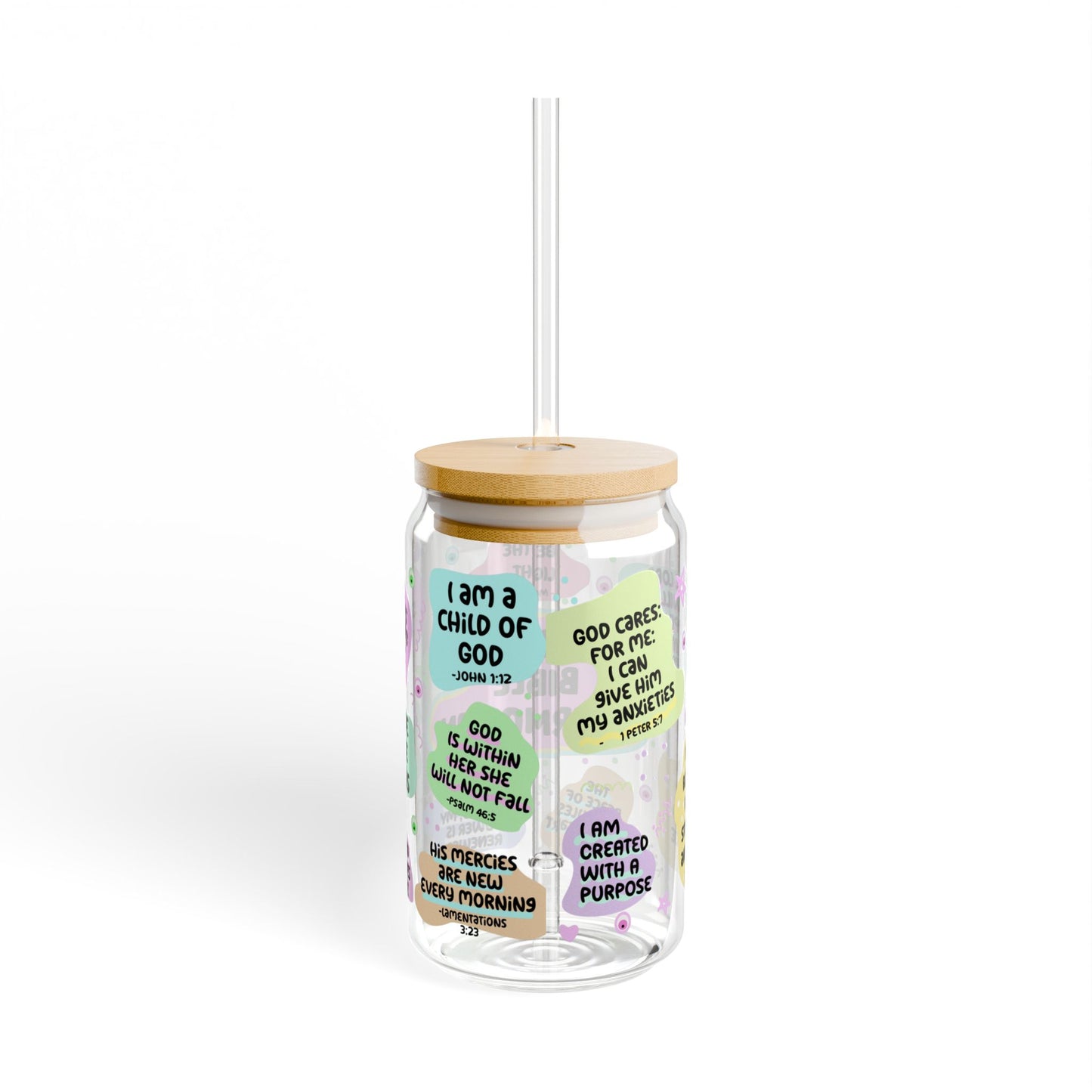 My Daily Bible Affirmation Sipper Glass - 16oz Inspirational Christian Drink Tumbler