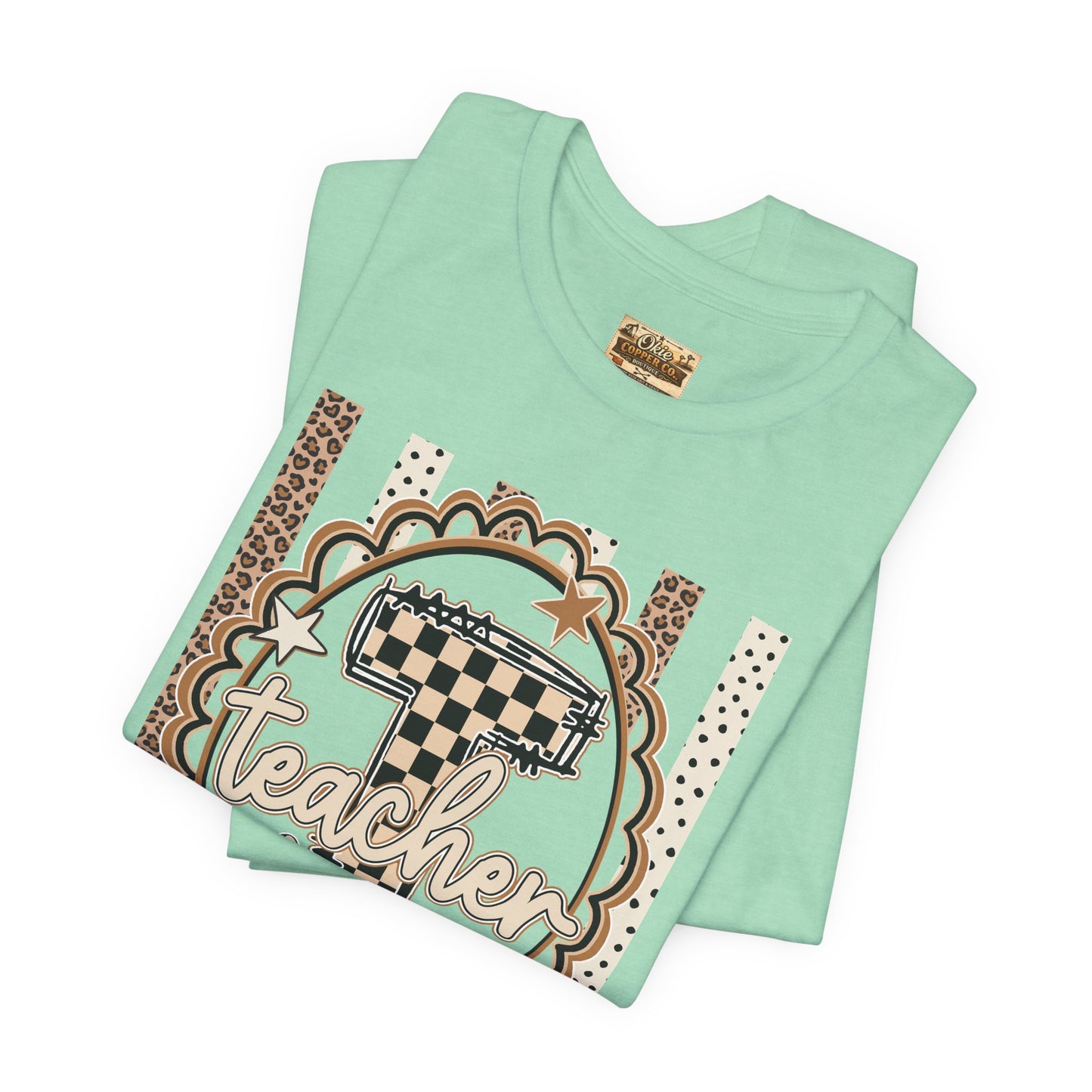Teacher Monogram Tee — Number 1 Checkered Design