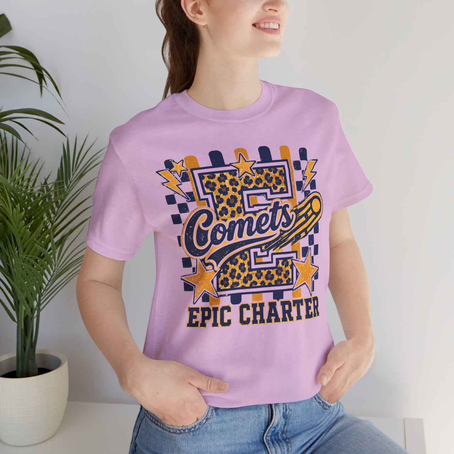 Comets Epic Charter Baseball T-Shirt — Leopard Letter Sports Tee